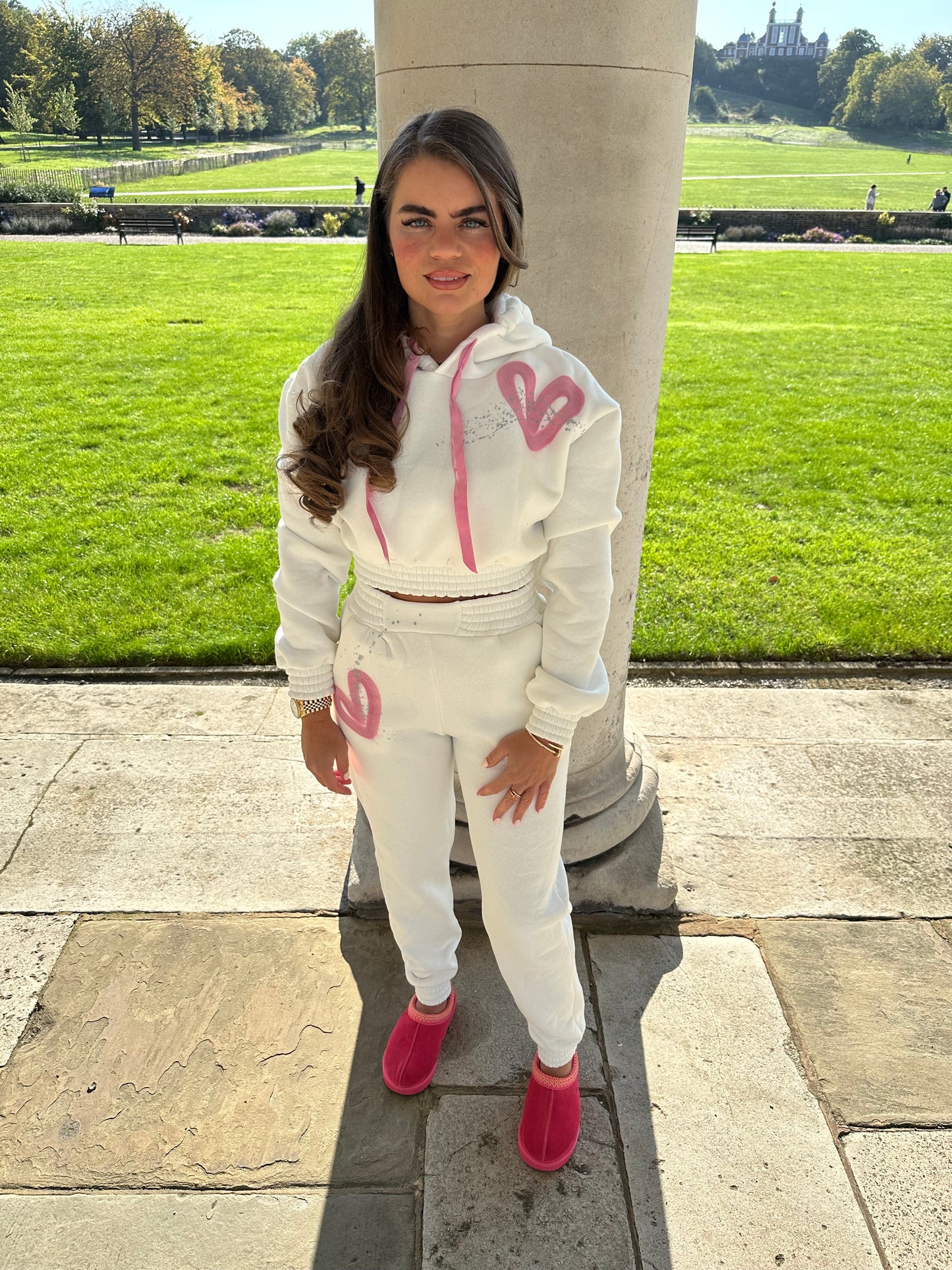 Baby pink cropped tracksuit 🩷