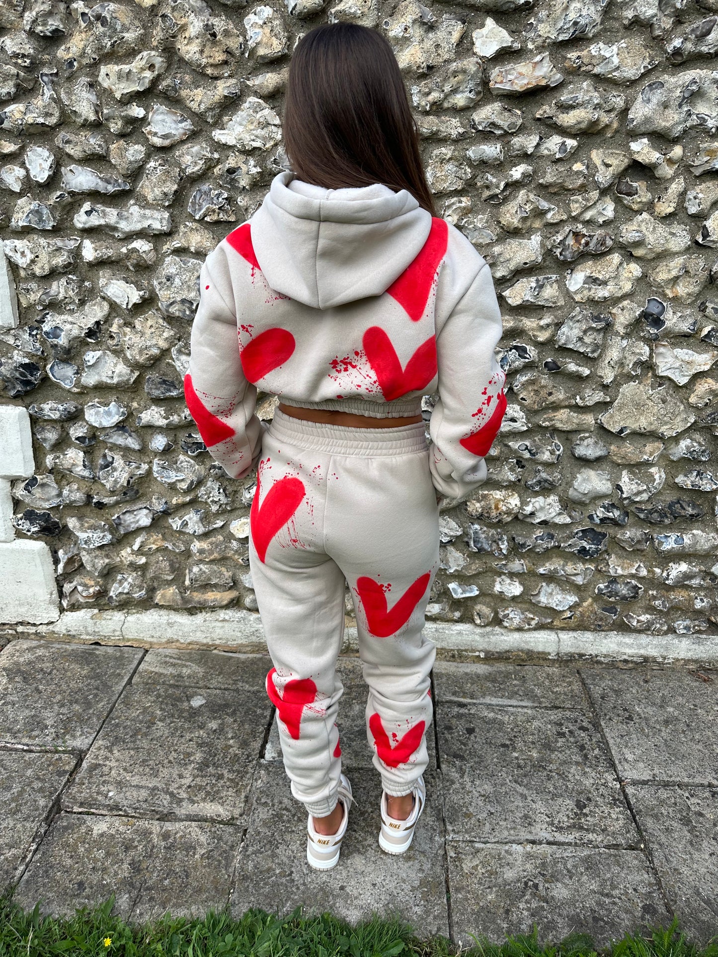 Red heart cropped tracksuit❤️