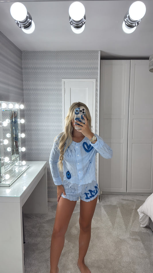 3 piece evil eye pyjama set🧿💙🩵
