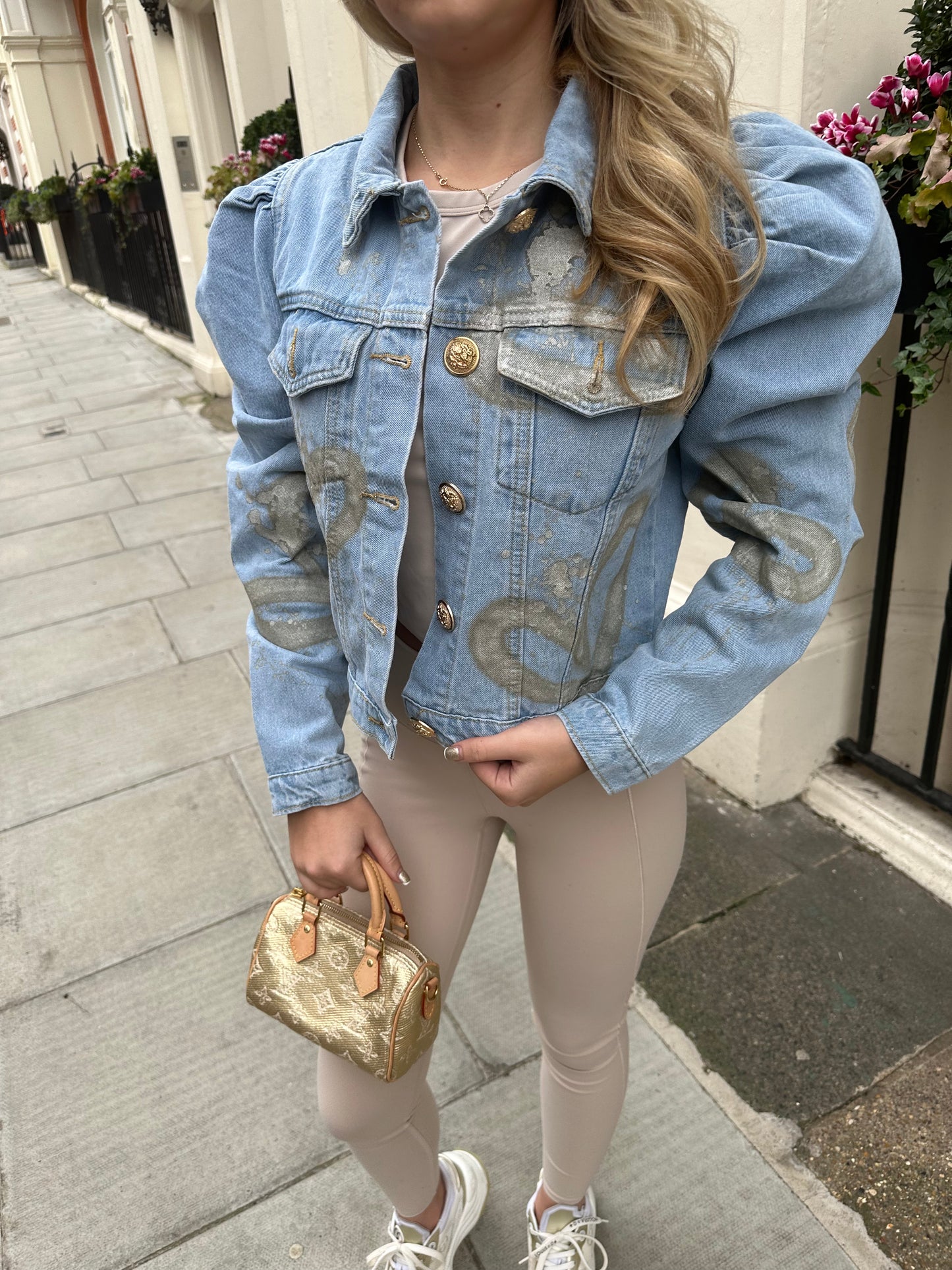 Gold heart denim jacket