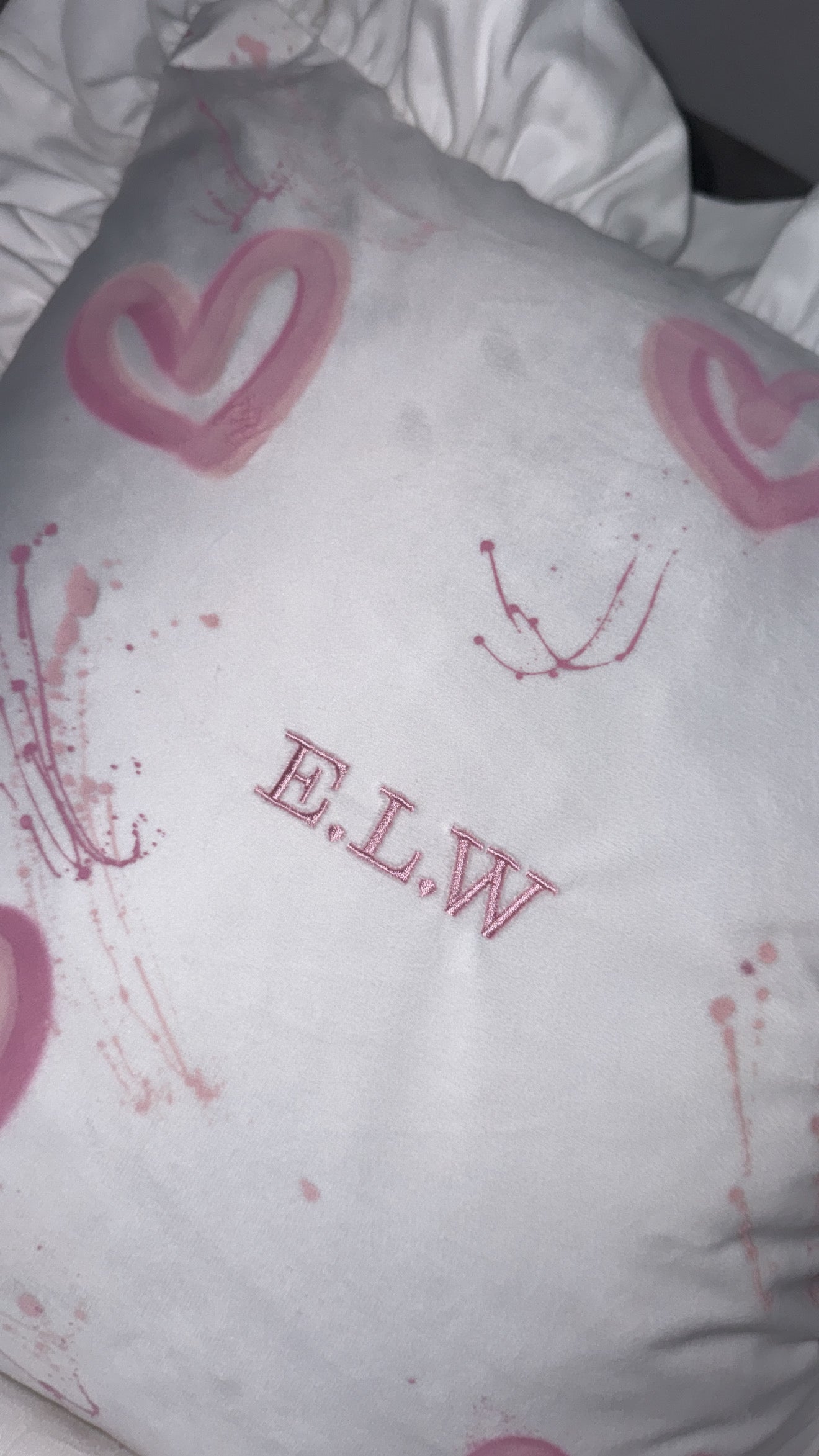 Pink embroidered pillow case🩷