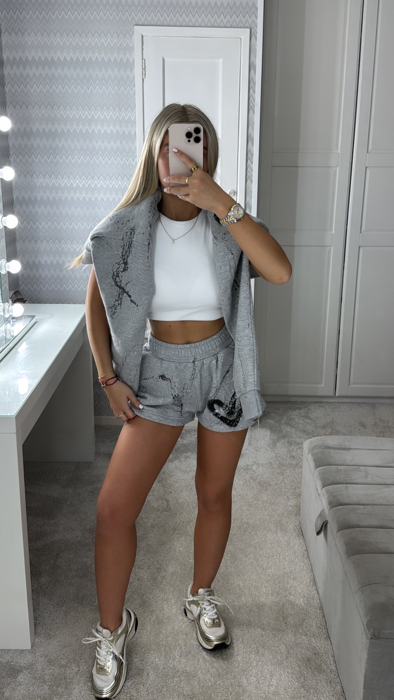 Grey heart short set🪩🩶