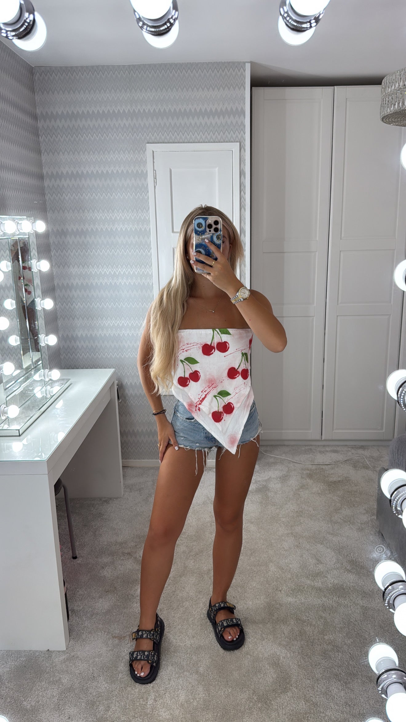 Cherry Tie up bandeau top🍒🫶🏽