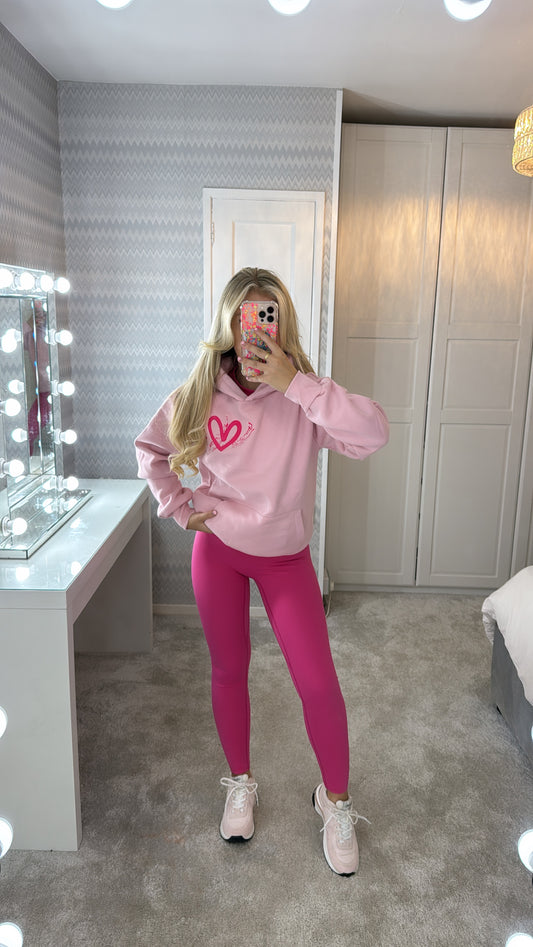 Pink embroidered heart hoodie💕