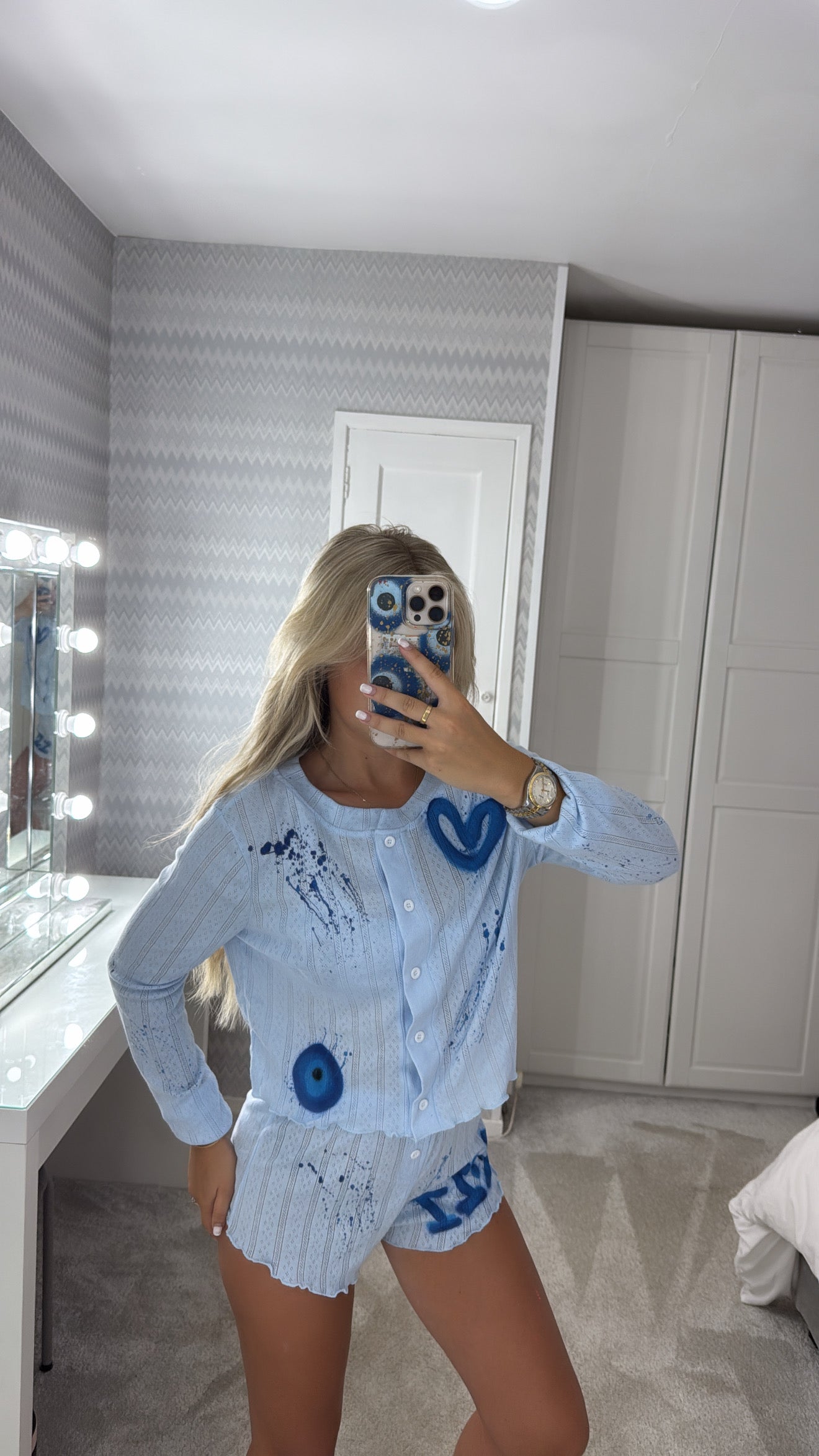 3 piece evil eye pyjama set🧿💙🩵