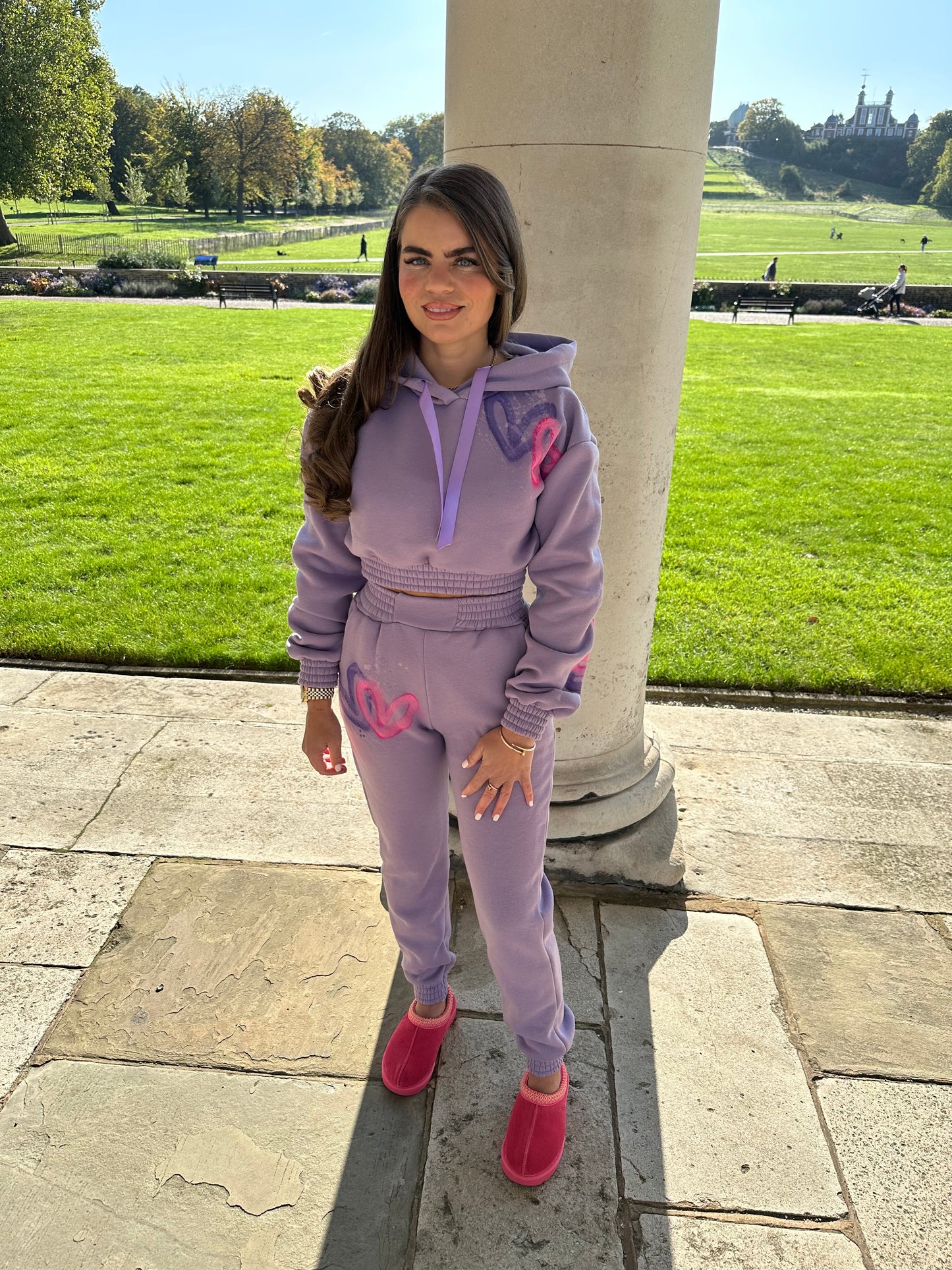 Purple&pink heart cropped tracksuit💜🩷