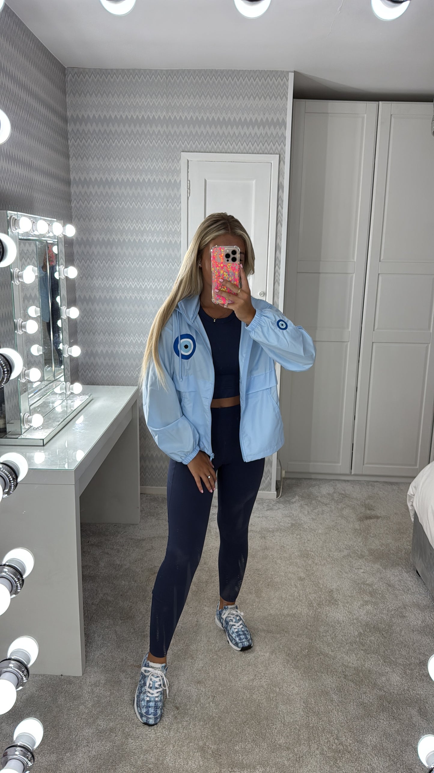 Embroidered evil eye windbreaker 🧿💙