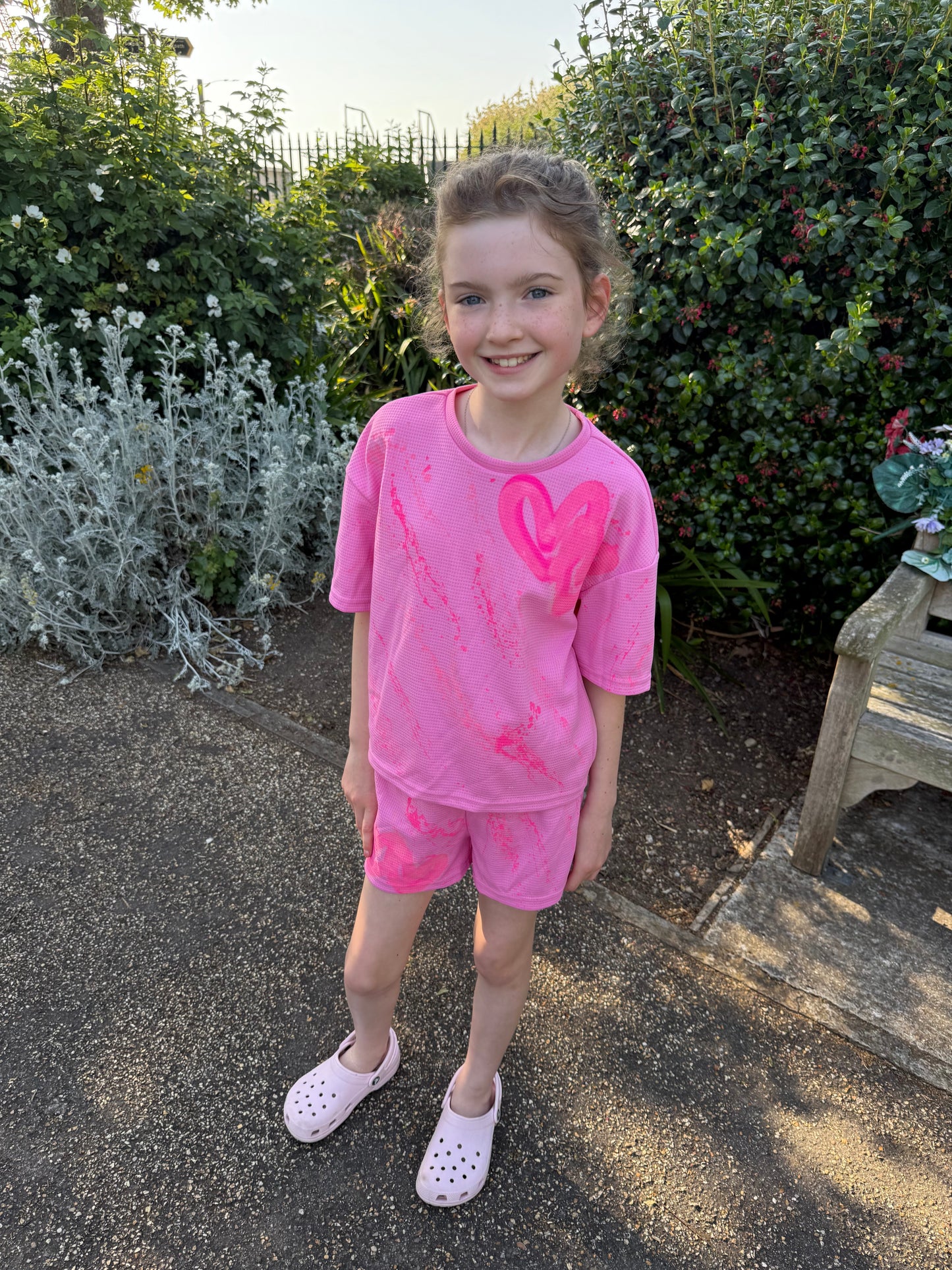 Kids hot pink short set💘✌🏼🦄