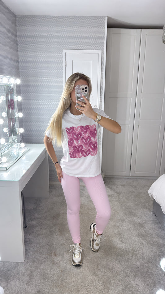 Pink heart legging set