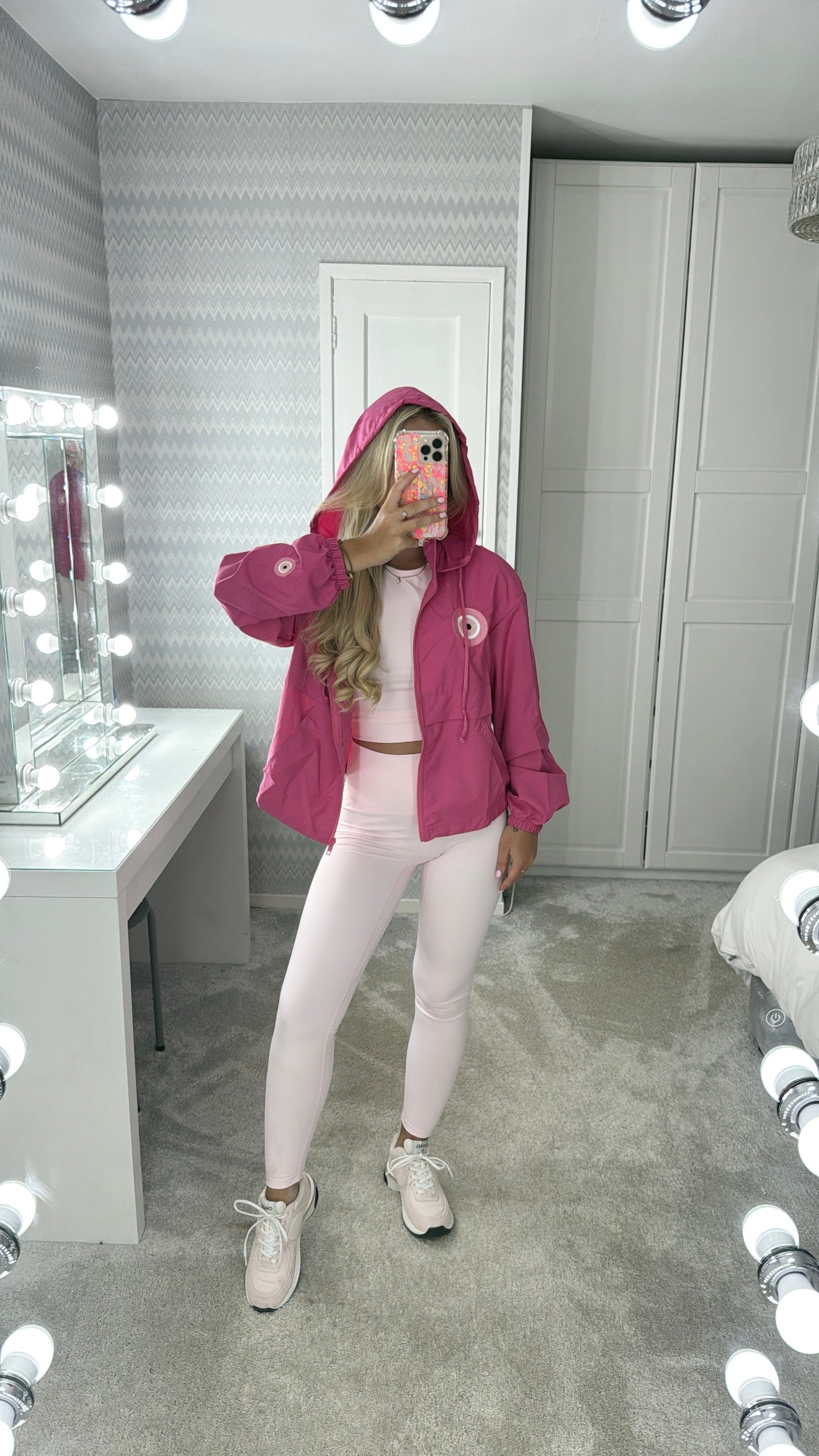 Embroidered pink evil eye windbreaker🧿💕