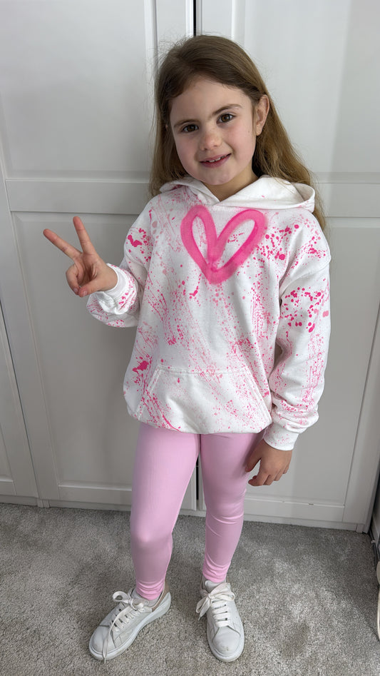 Kids hot pink heart hoodie💘