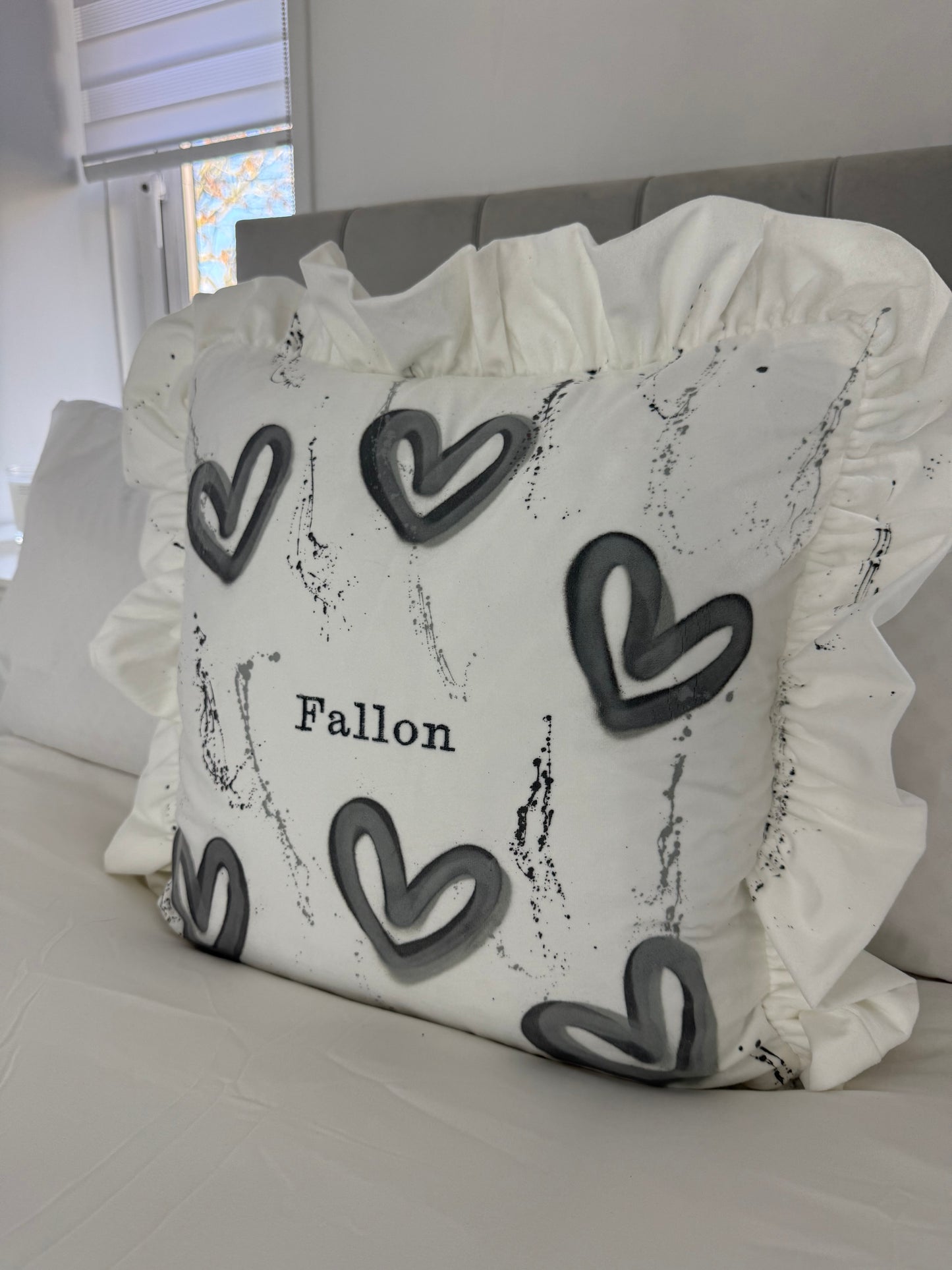 Grey embroidered pillow case🩶🪩