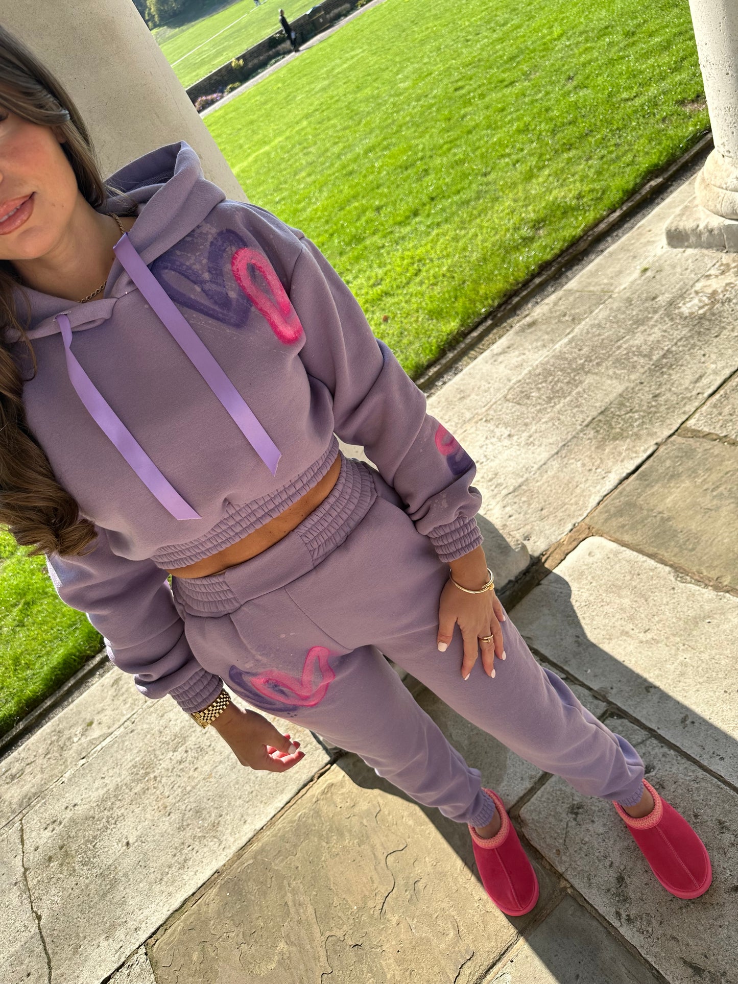 Purple&pink heart cropped tracksuit💜🩷