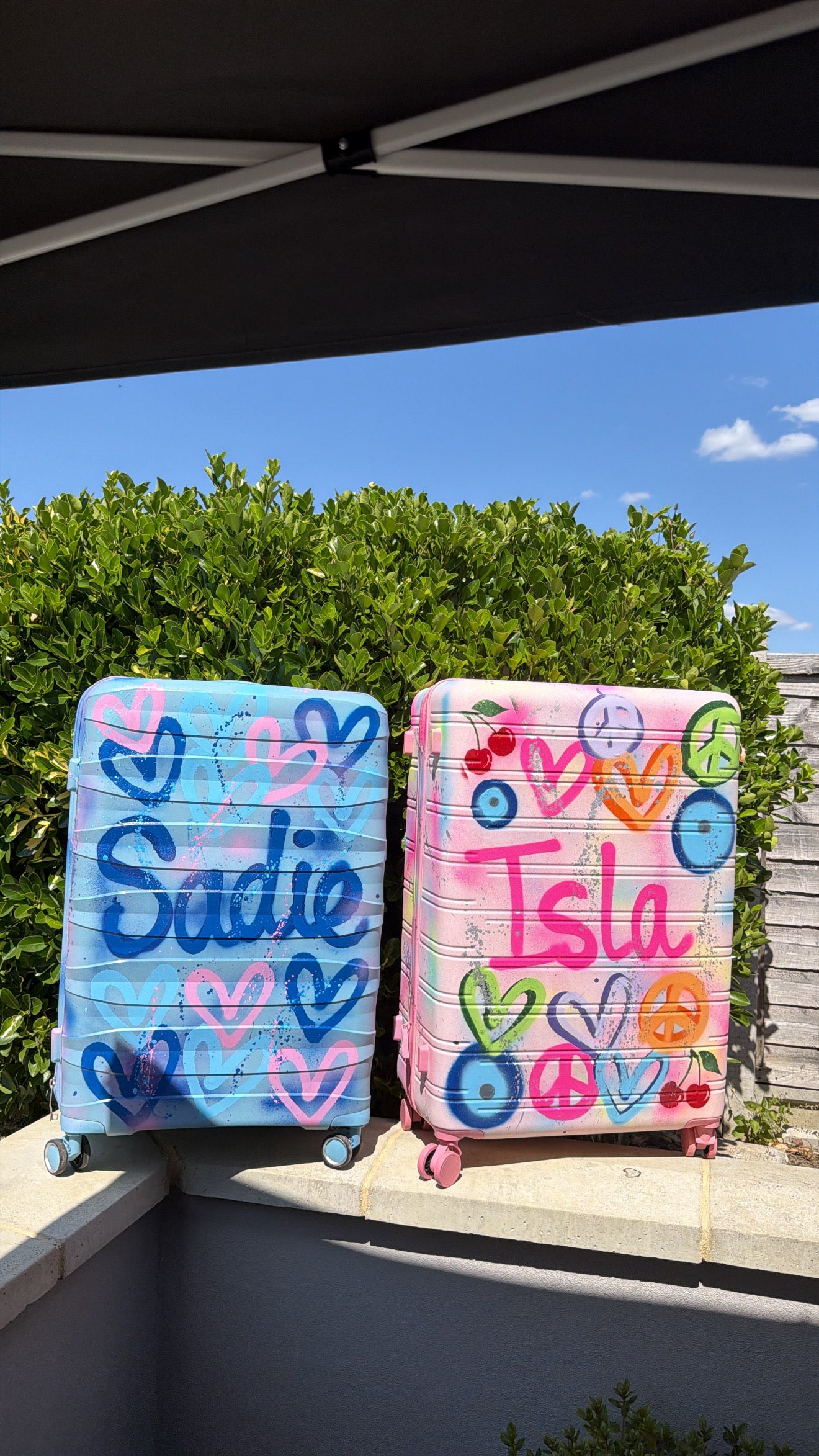 Blue&pink heart suitcase 💙🩵🩷