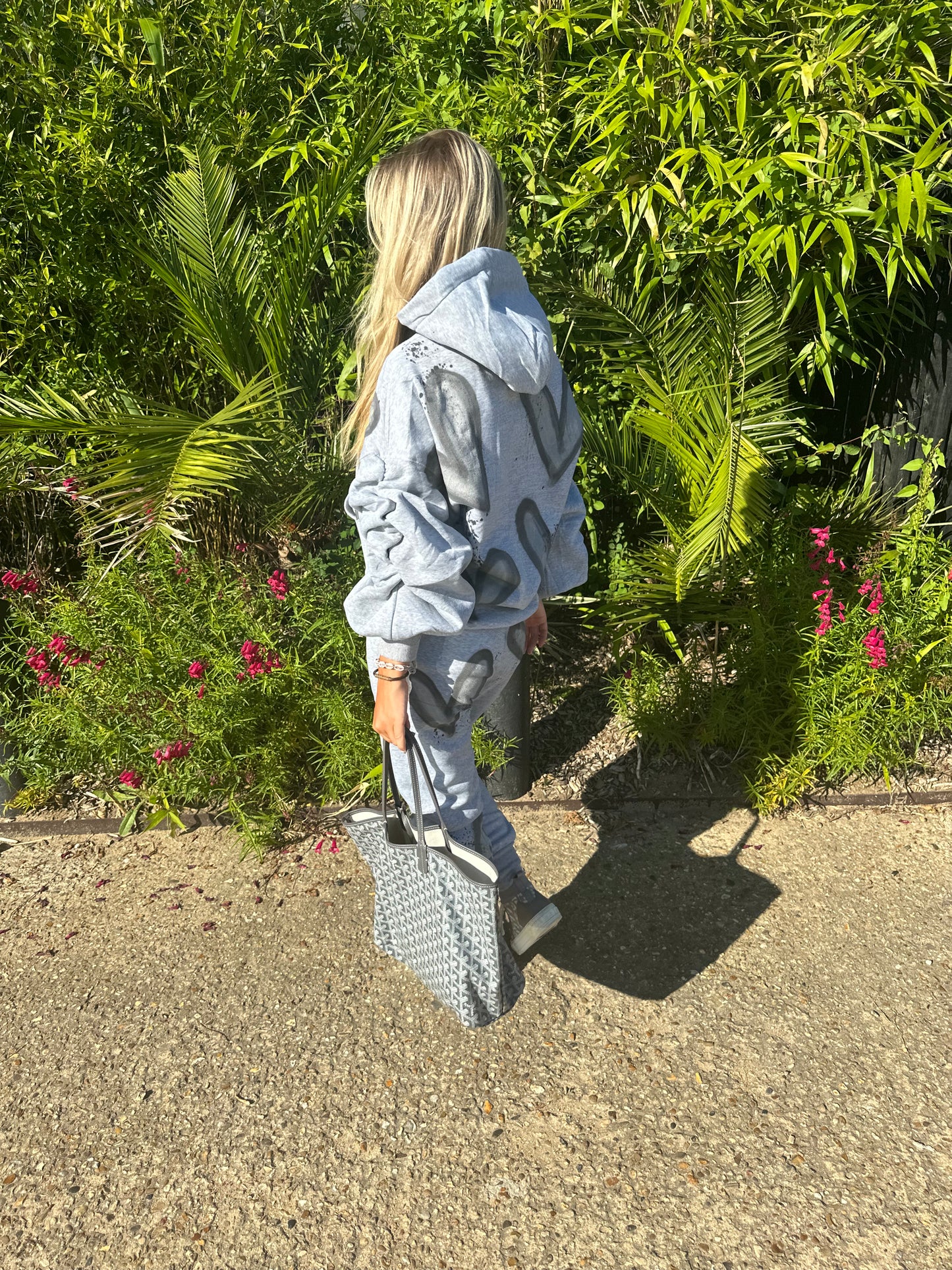 Grey ruffle sleeve tracksuit🩶