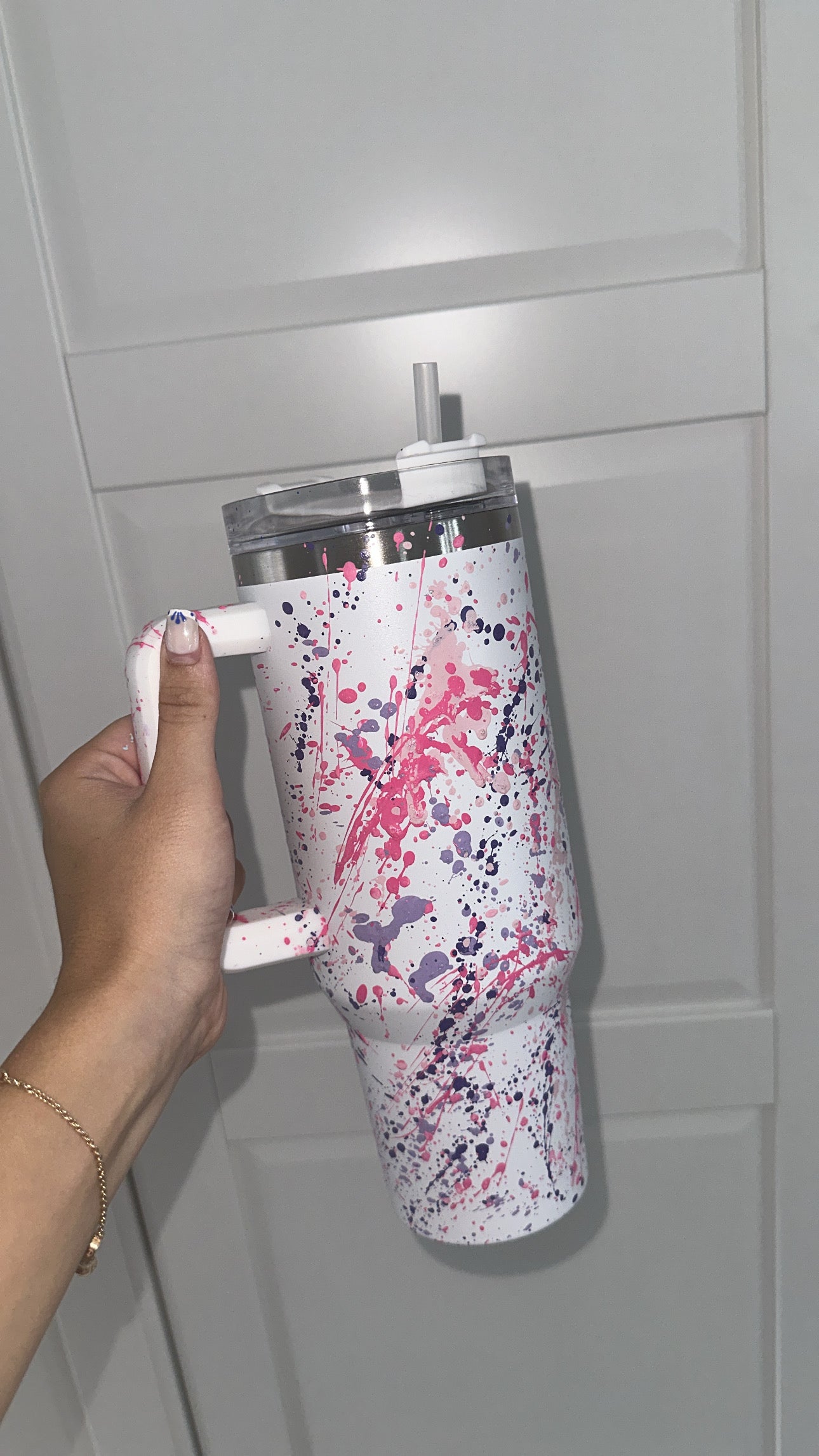 Pink&purple splattered cup💜🩷💜🩷💜