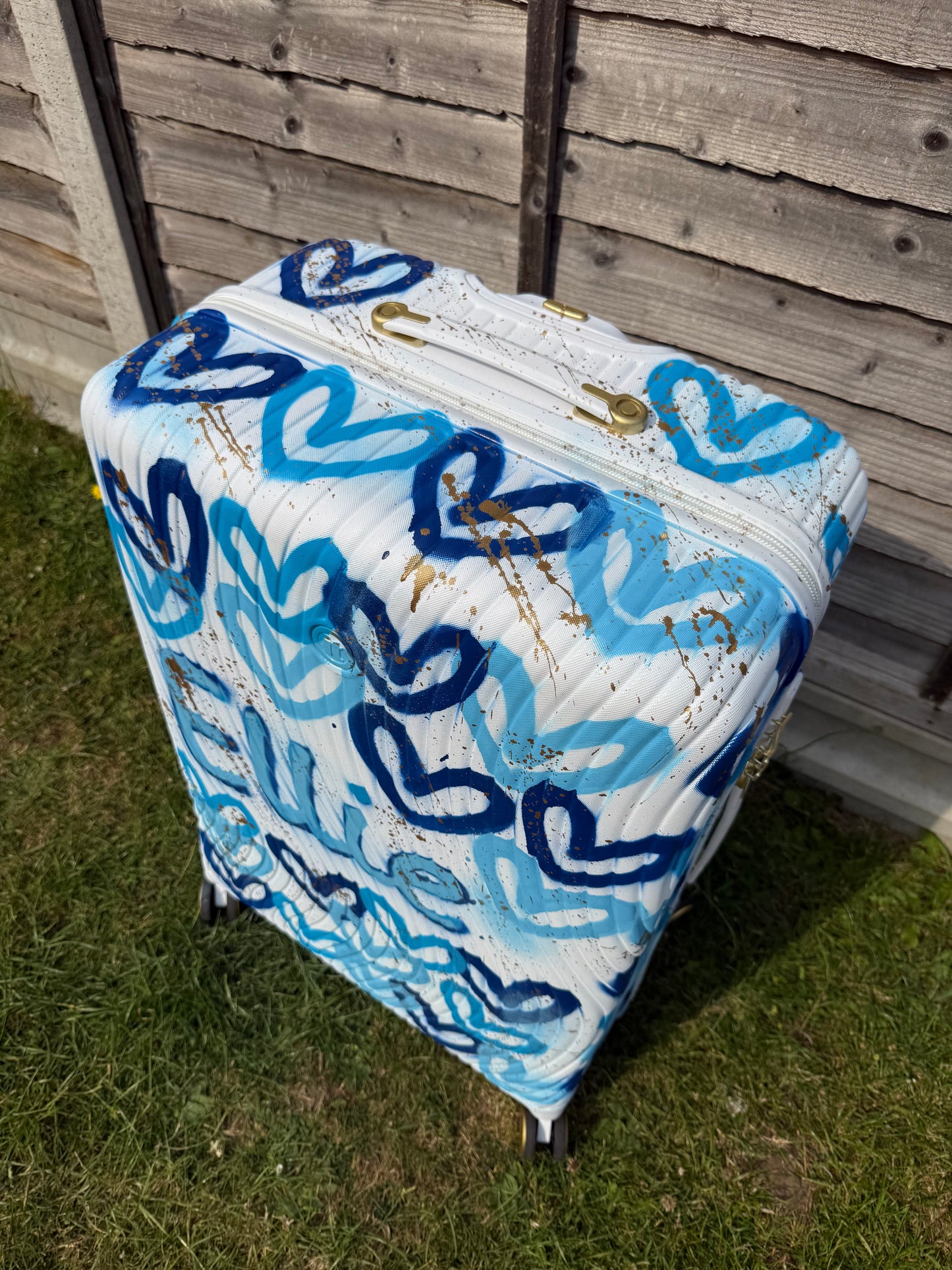 Blue heart suitcase