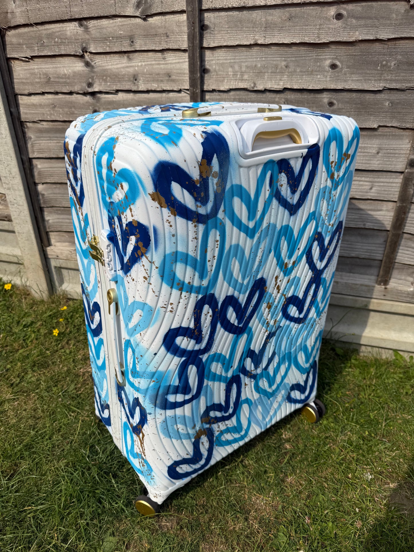 Blue heart suitcase