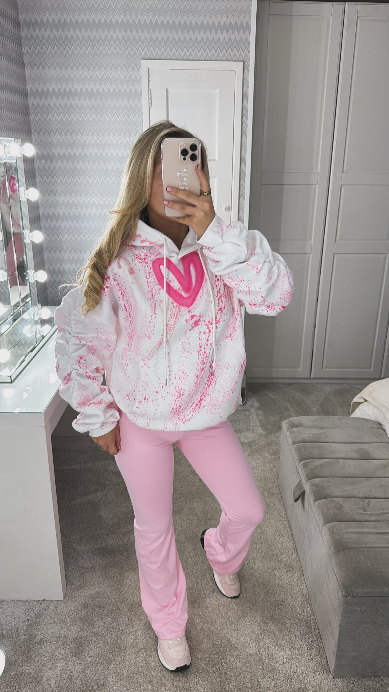 Pink heart ruffle hoodie set💕