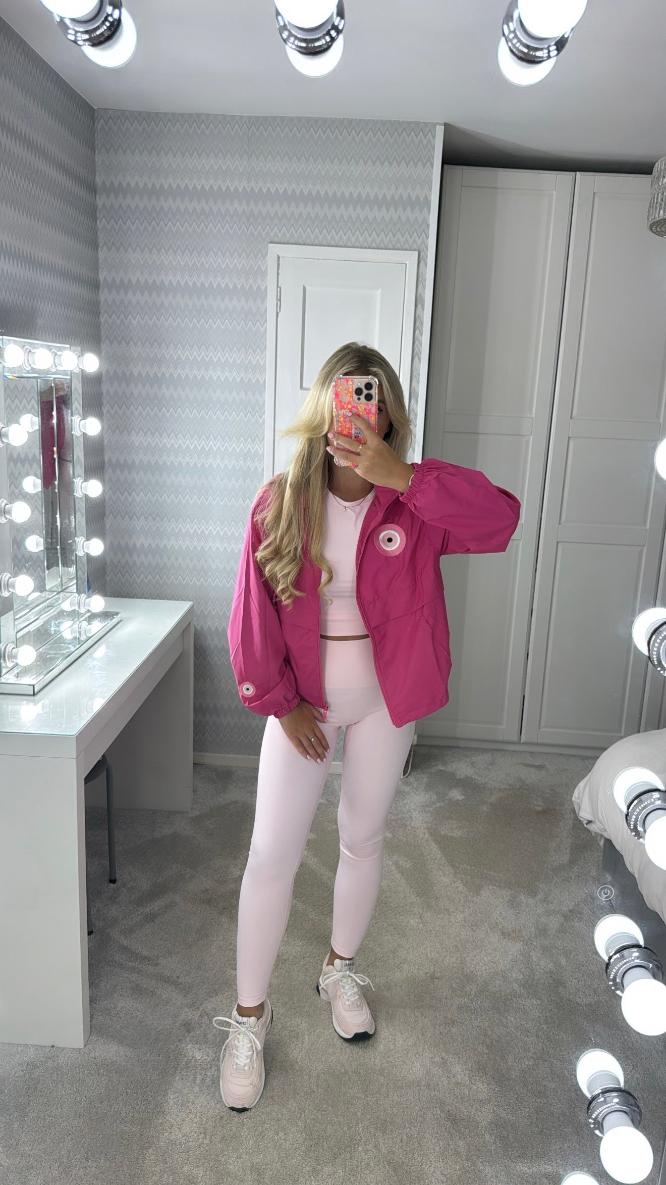 Embroidered pink evil eye windbreaker🧿💕