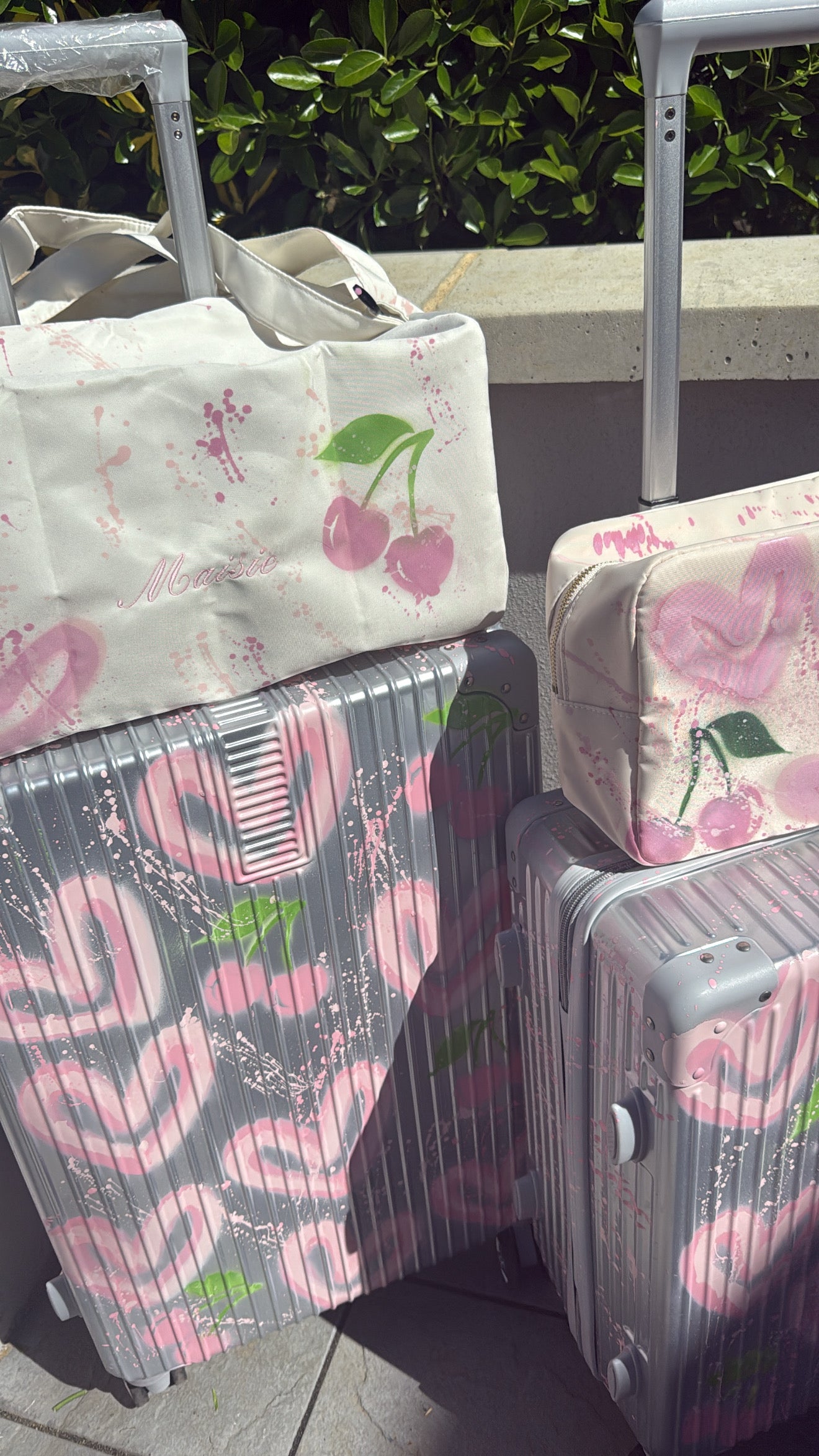 Silver cherry suitcase 🩷✨🌴🍒