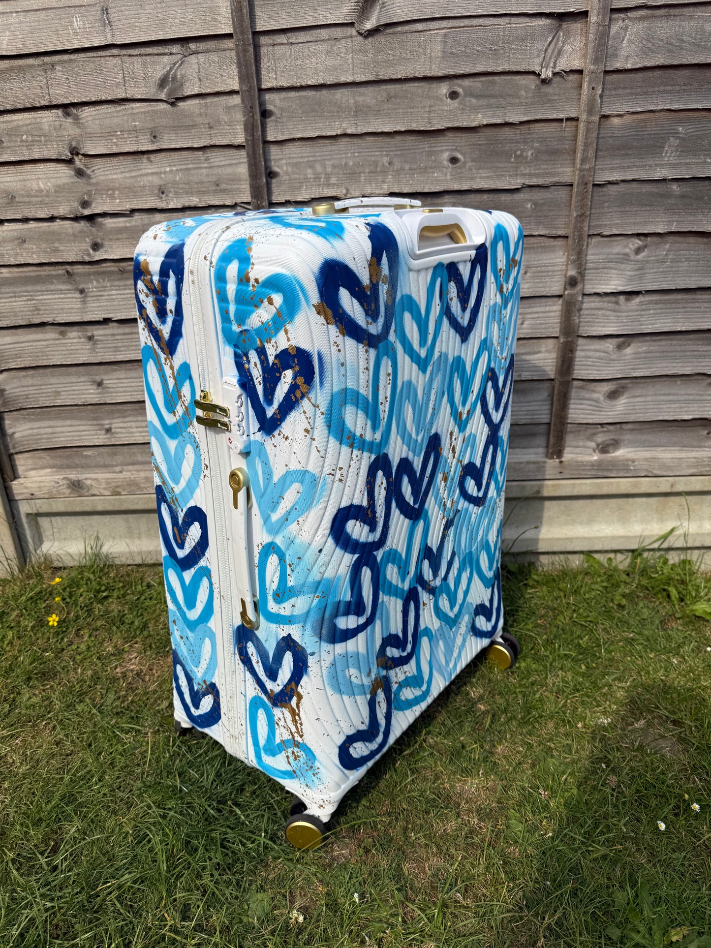Blue heart suitcase