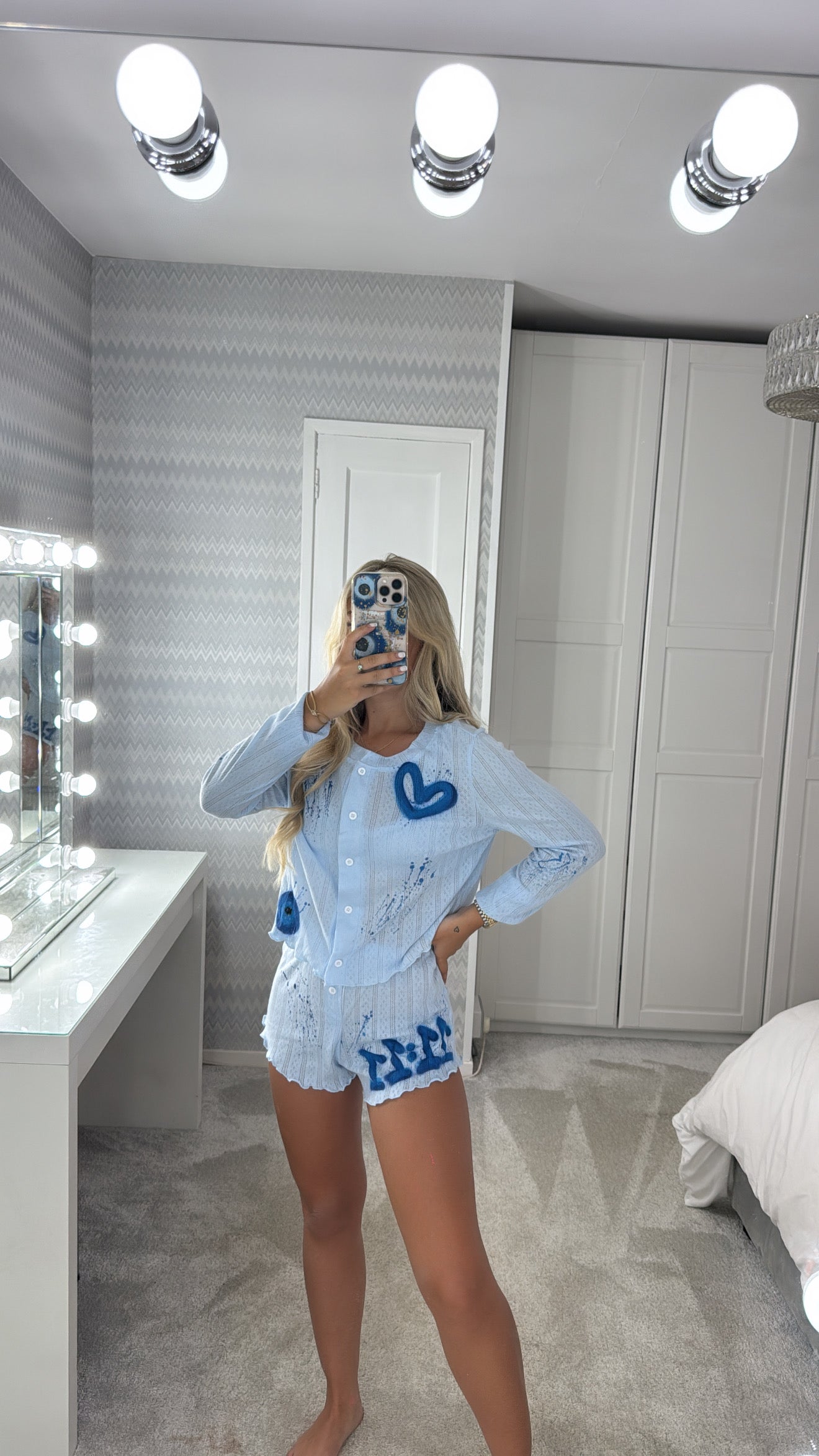 3 piece evil eye pyjama set🧿💙🩵
