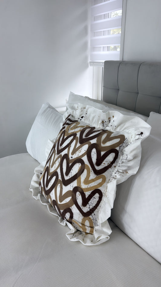 Beige heart pillow case💫🫶🏽