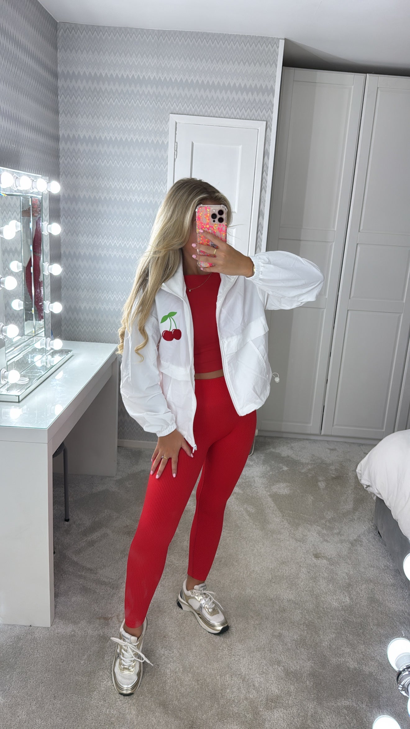 Embroidered cherry windbreaker🍒