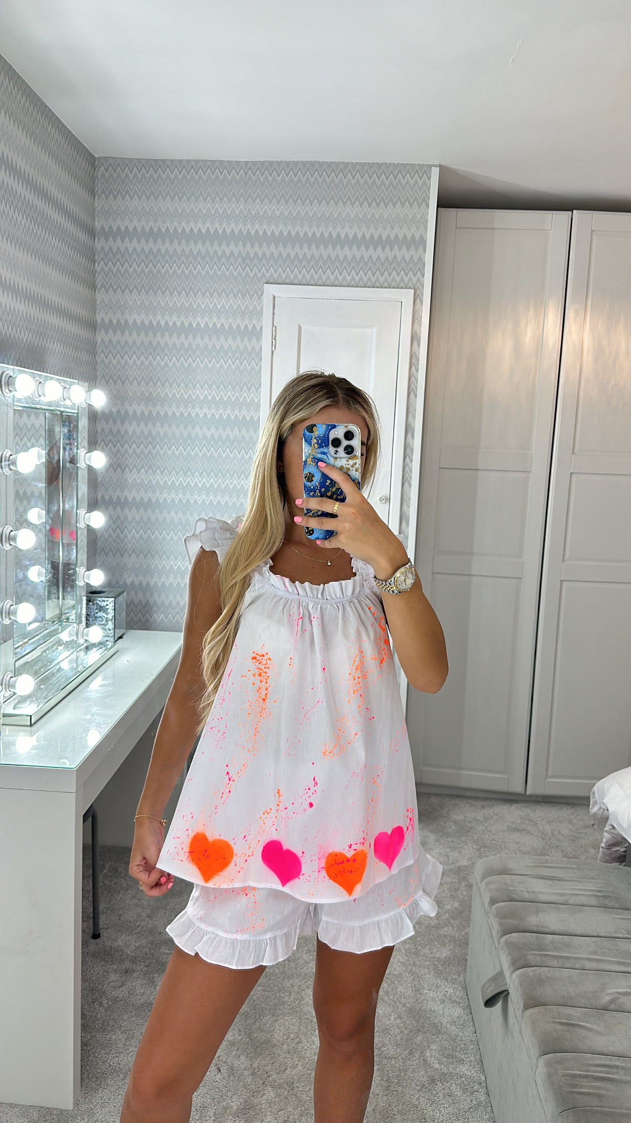 Neon heart pyjamas🩷🧡