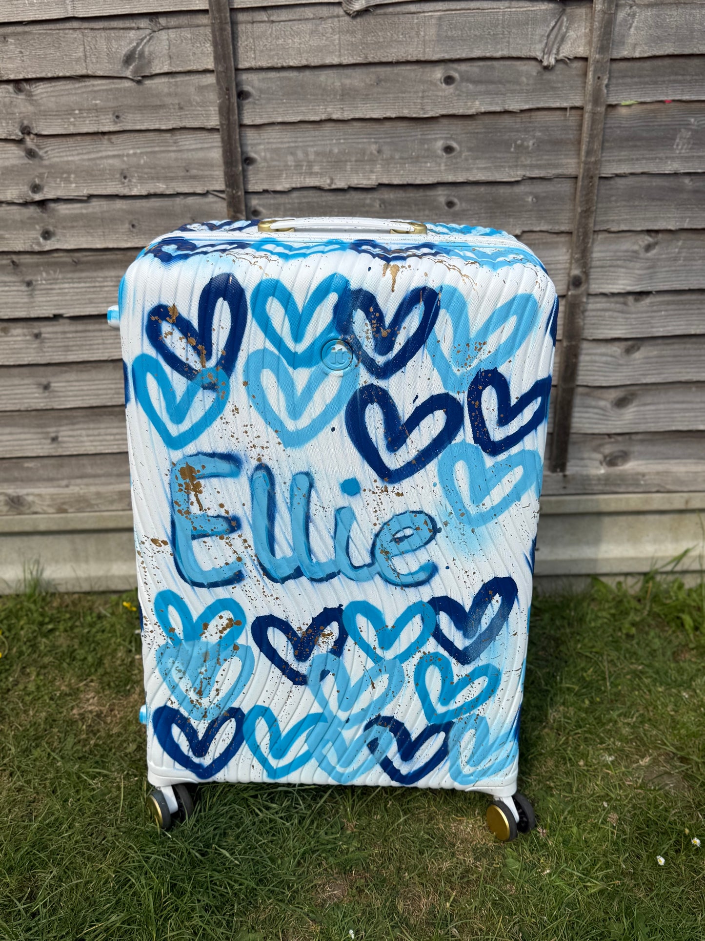 Blue heart suitcase