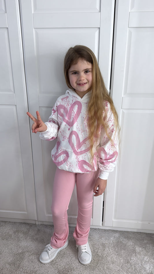 Kids pink heart hoodie🩷