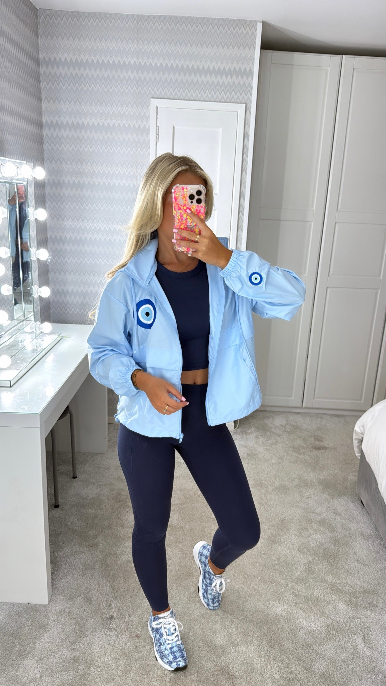 Embroidered evil eye windbreaker 🧿💙