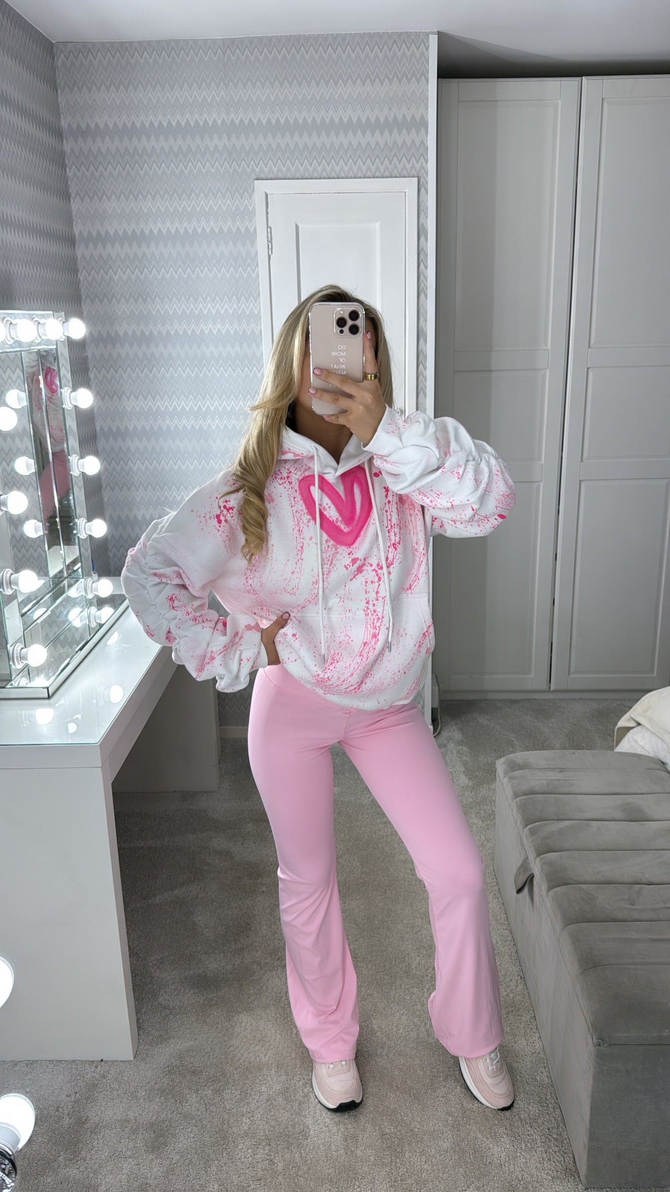 Pink heart ruffle hoodie set💕