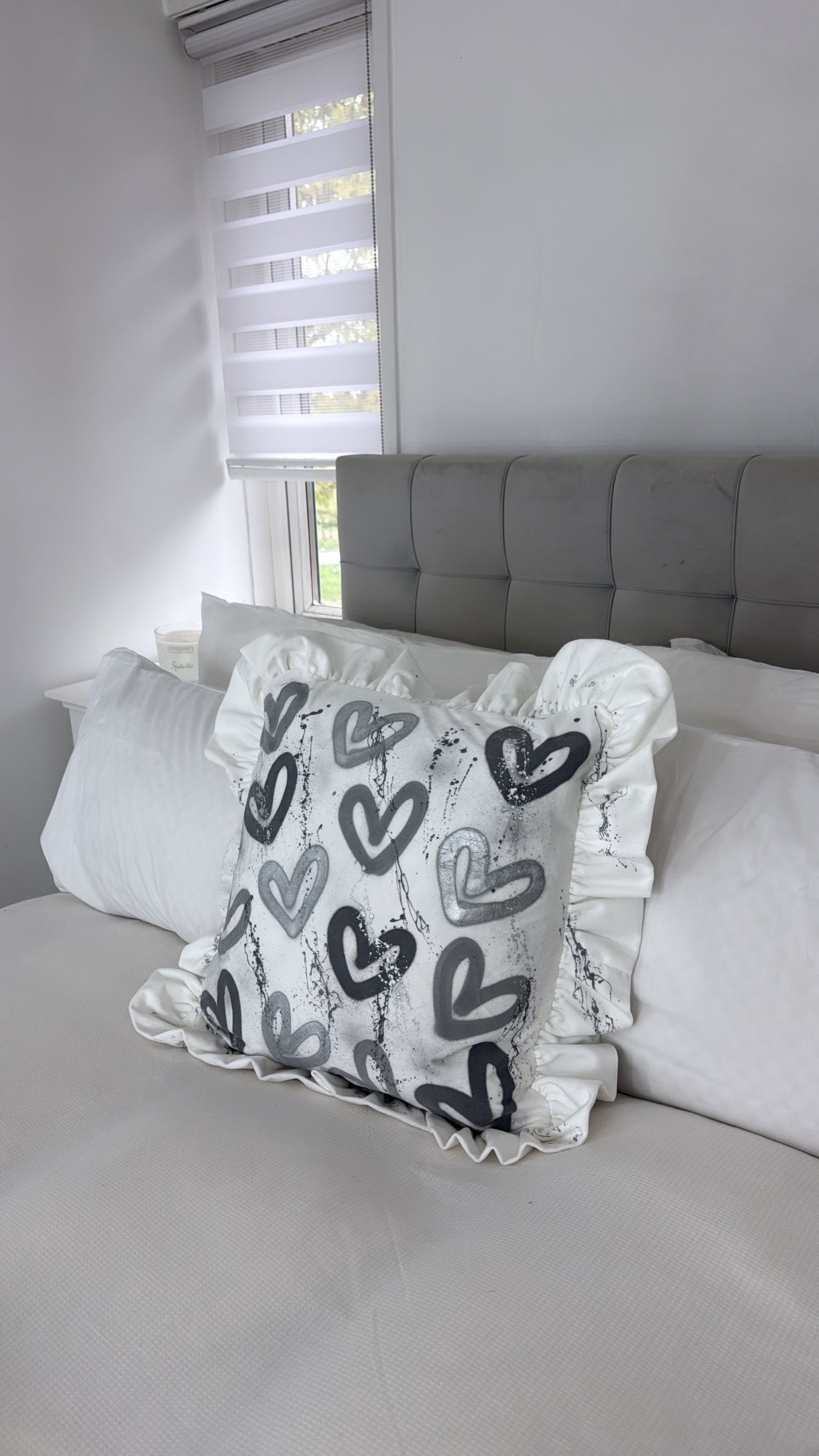 Grey heart pillow case🩶🪩