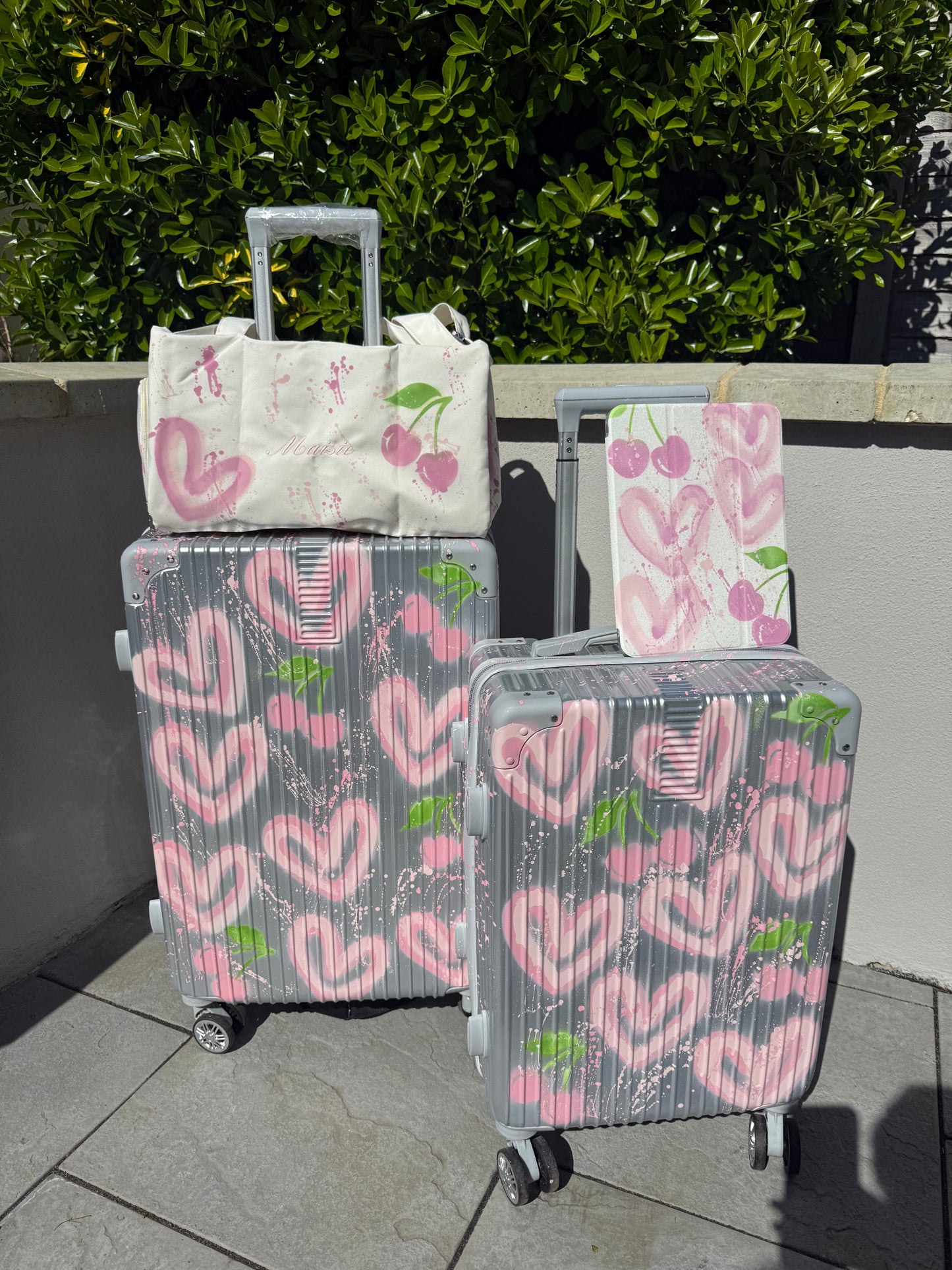 Silver cherry suitcase 🩷✨🌴🍒