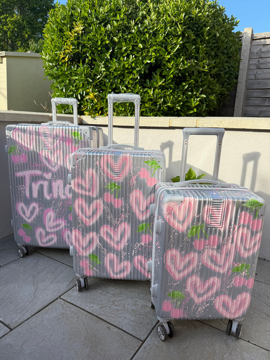 Silver cherry suitcase 🩷✨🌴🍒
