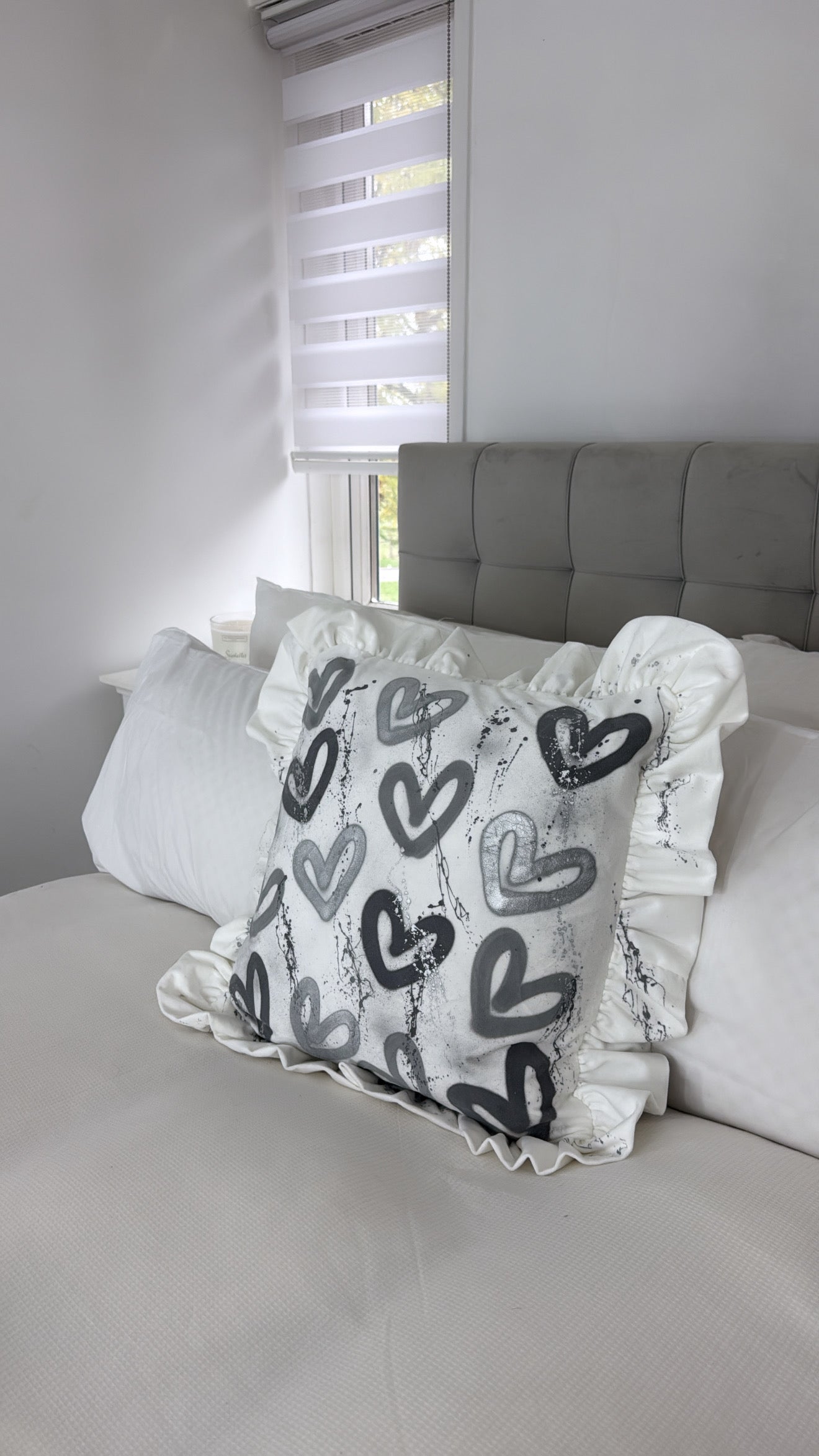 Grey heart pillow case🩶🪩