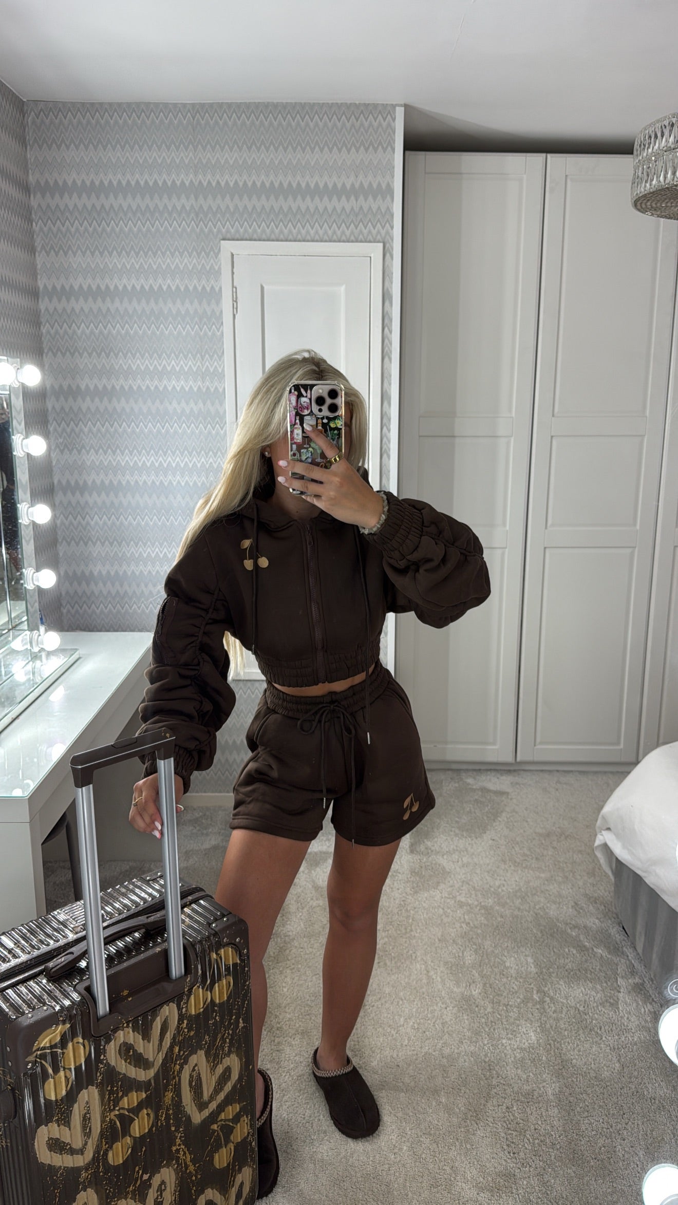 Brown embroidery cherry set🤎🥥✌🏼