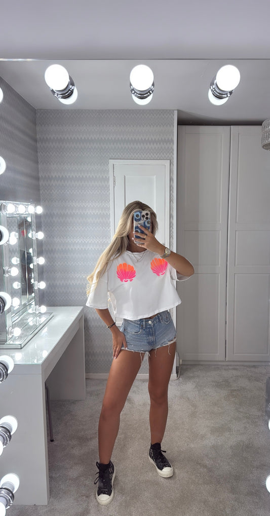 Neon shell heart T-shirt🩷🐚