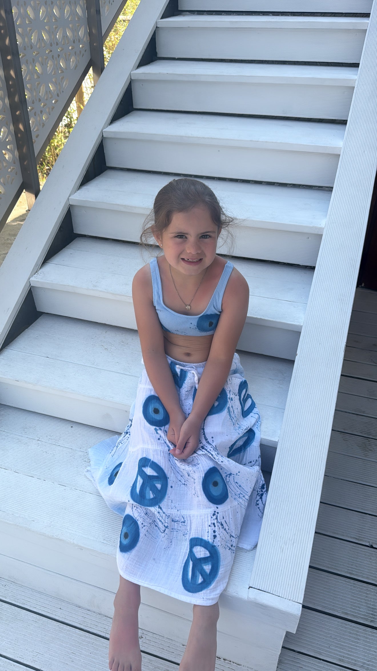 Kids evil eye beach skirt🧿💙