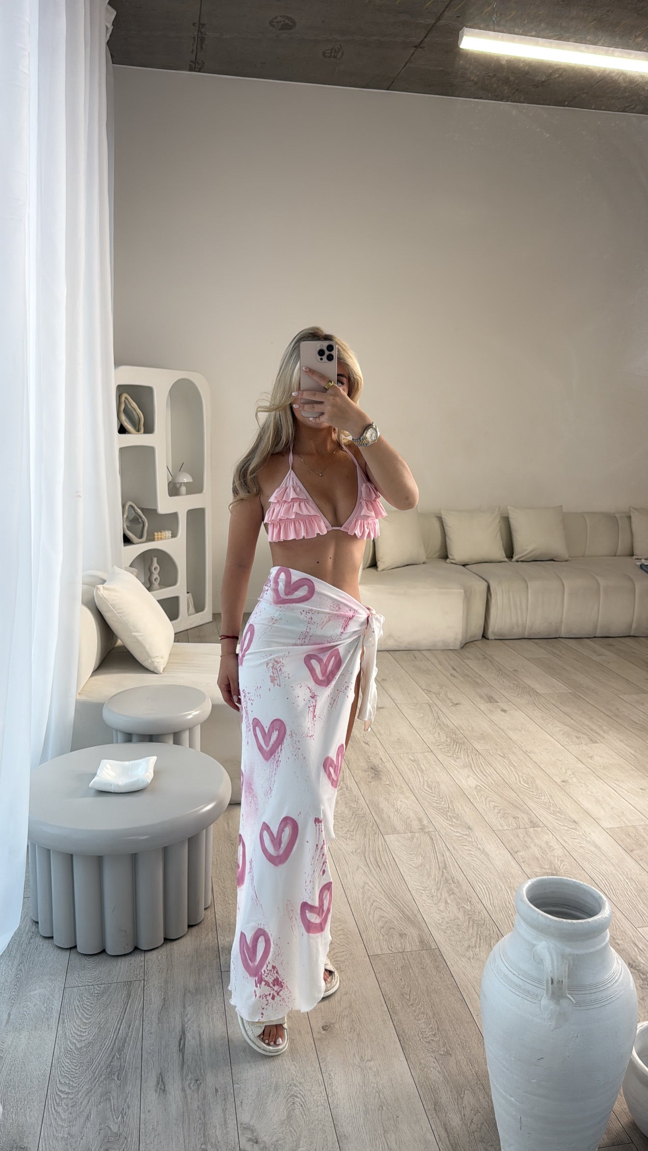 Pink heart tie up skirt 🌸