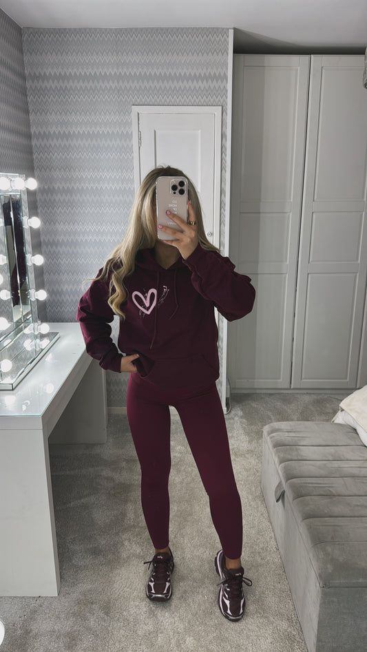 Burgandy embroidered hoodie💘