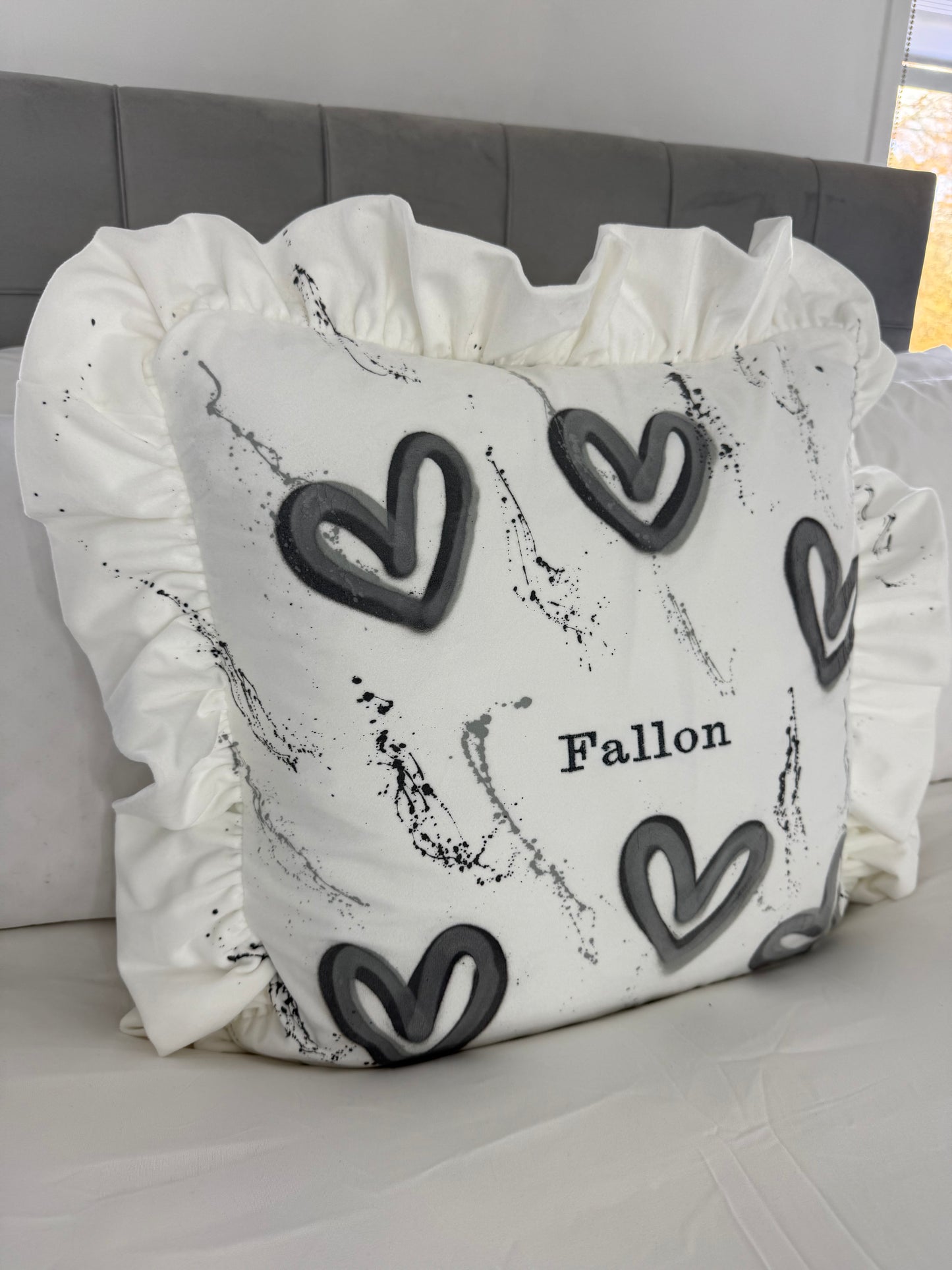 Grey embroidered pillow case🩶🪩