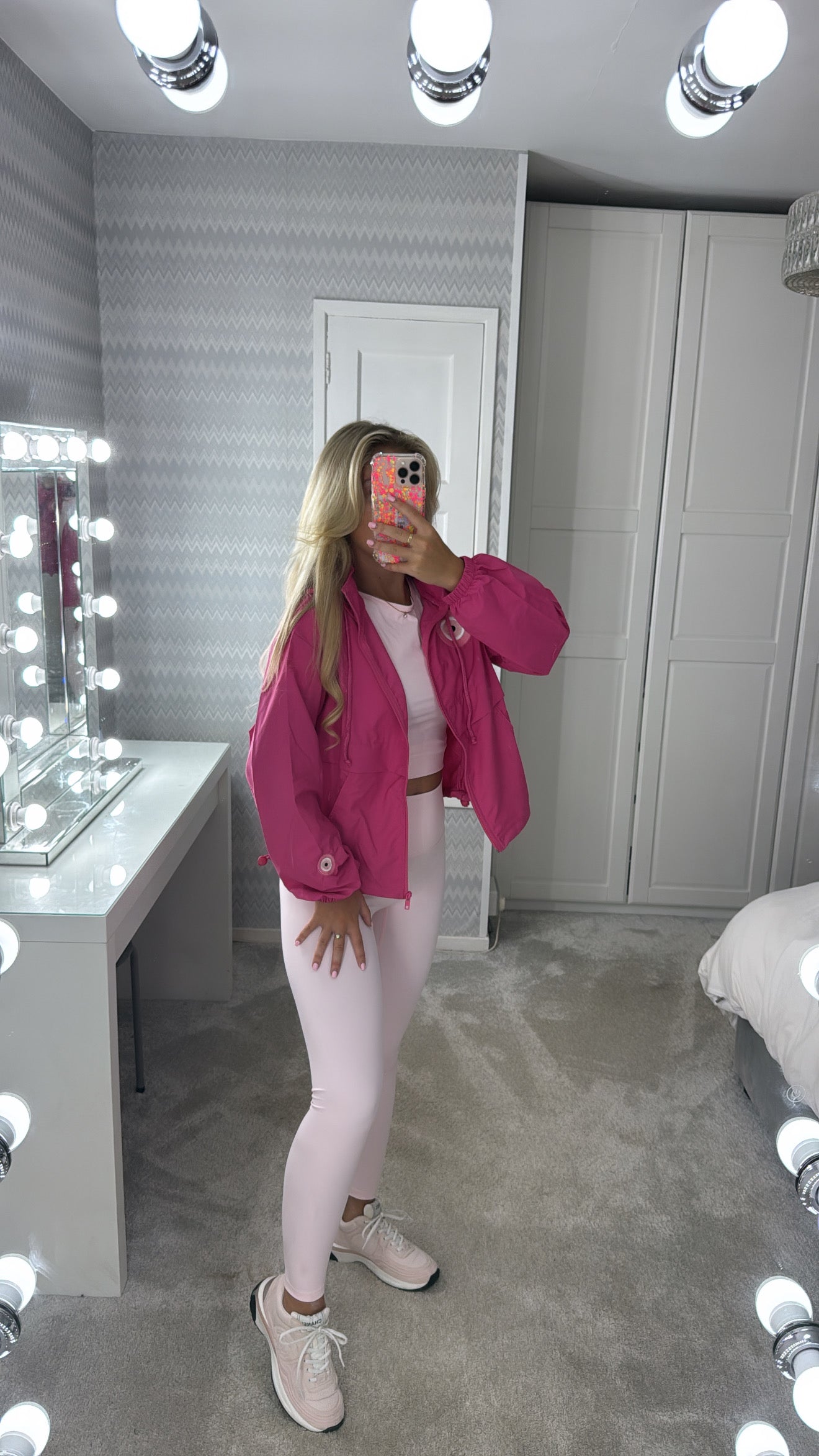 Embroidered pink evil eye windbreaker🧿💕