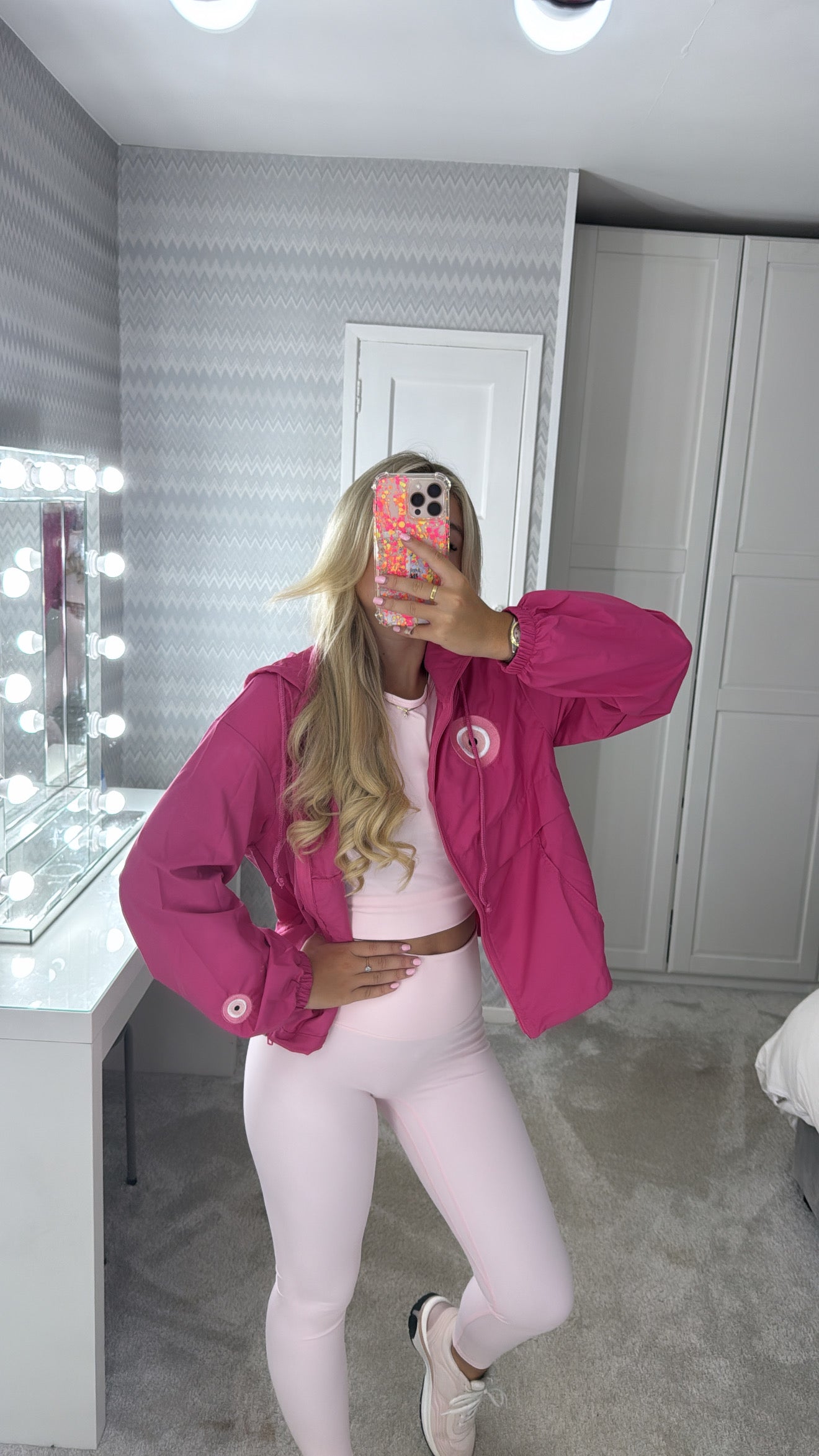 Embroidered pink evil eye windbreaker🧿💕