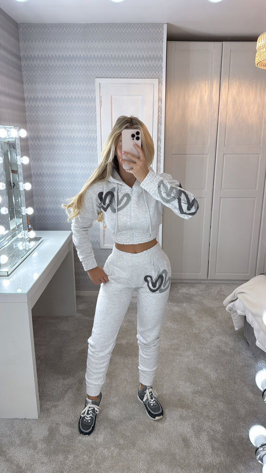 Grey cropped tracksuit🩶🪩