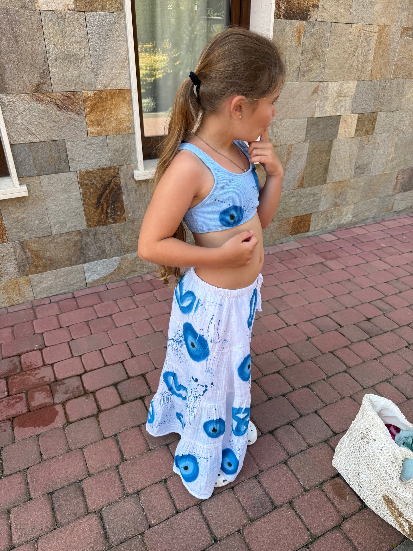 Kids evil eye beach skirt🧿💙