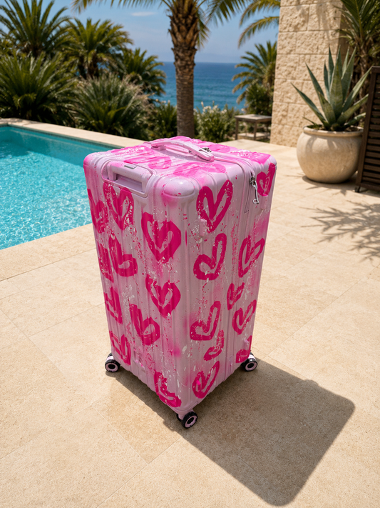 Pink xl trunk style suitcase 🩷✨👸🏼