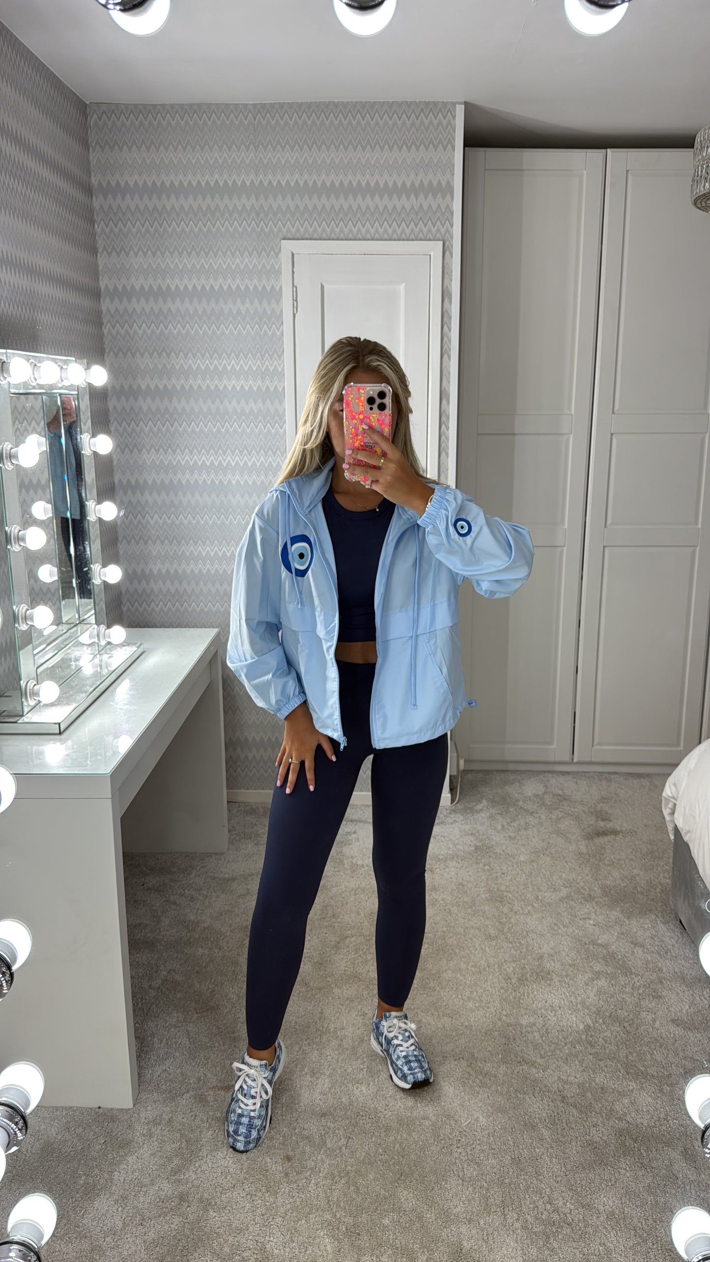 Embroidered evil eye windbreaker 🧿💙